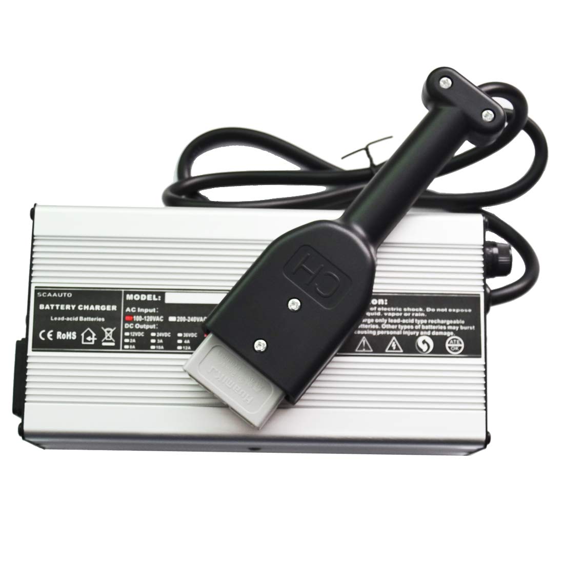 48V 5A Golf Cart Battery Charger for Trojan Batteries - Lightweight & Slim Design with Anderson SB50 Connector & Handle - Compatible with Yamaha, Club Car, EZGO, Marathon Golf Carts (Silver) - Perfect for Home, Golf Course & RV Use