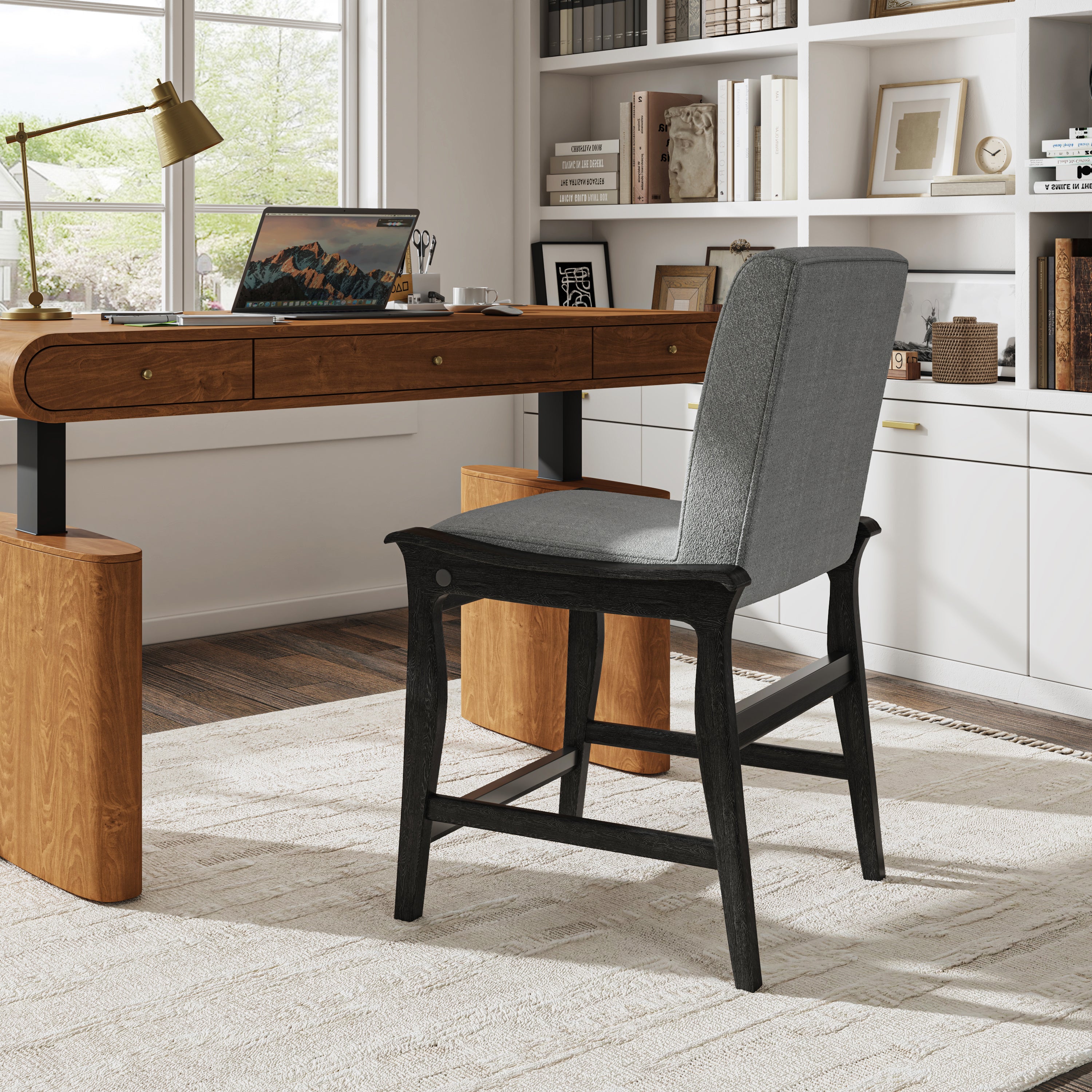 Modern Upholstered Counter Stool with Quick Shift to Dining Chair - Versatile Kitchen Island, Bar & Dining Room Seating for Home & Restaurant Use