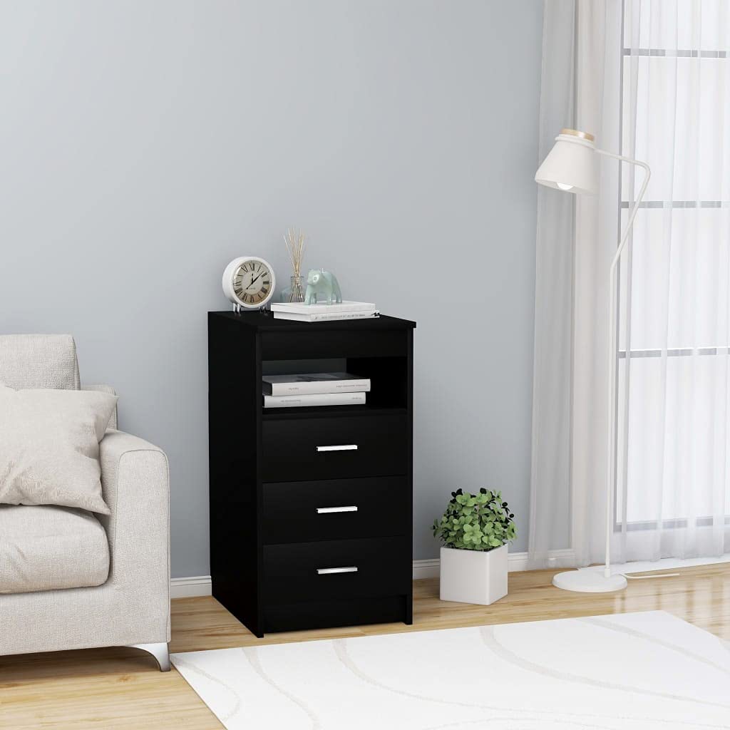 Modern Black Drawer Cabinet 15.7