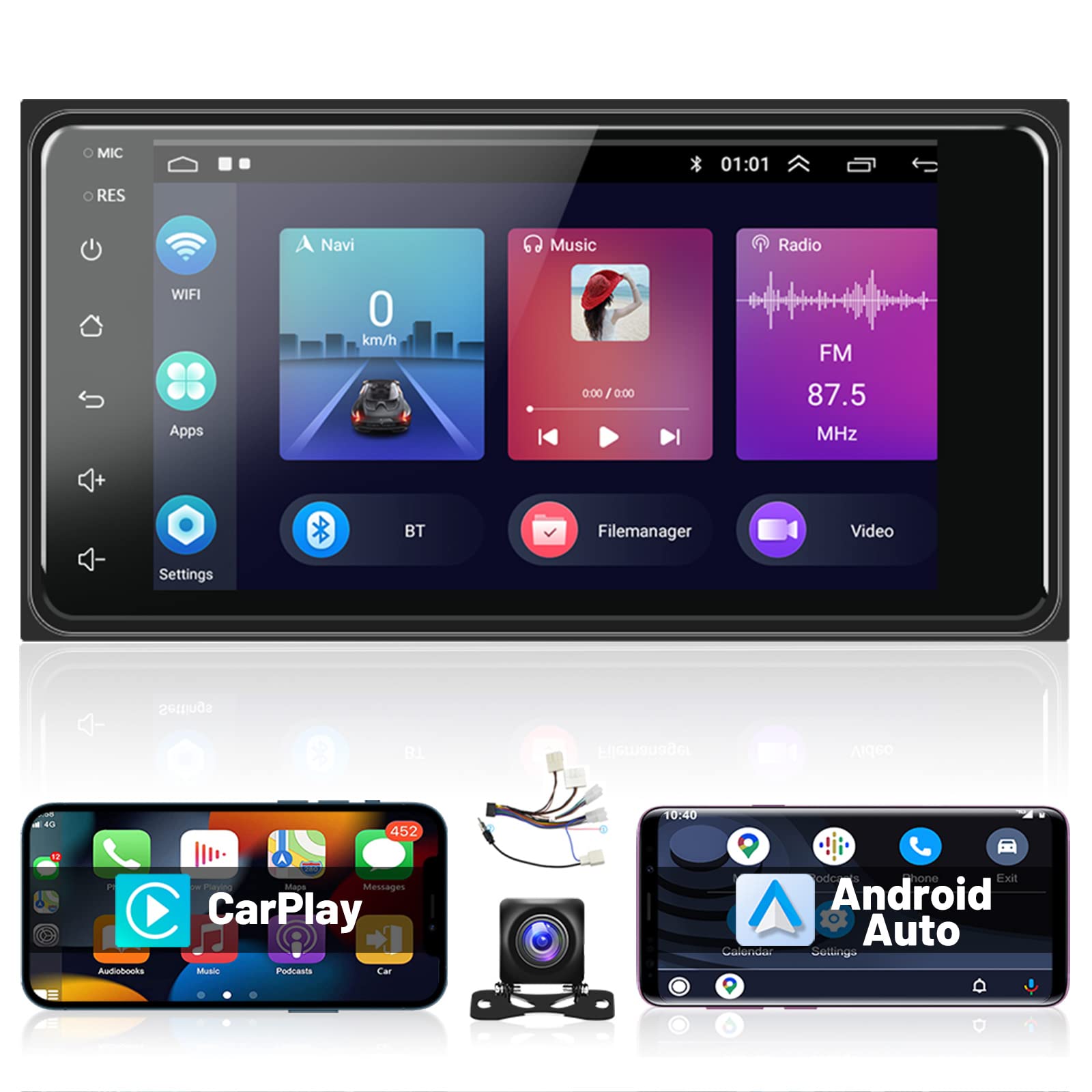 Roinvou 7 Inch Android 11 Car Stereo for Toyota Corolla | Touch Screen GPS Navigation Head Unit with Apple CarPlay & Android Auto | WiFi Bluetooth | HiFi FM RDS Radio | SWC Backup Camera | Perfect for Commuting & Road Trips