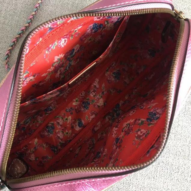 Gucci Small Laminated Leather Shoulder Bag for Women - Blue & Pink Crossbody Purse, Perfect for Work, Travel & Evening Out