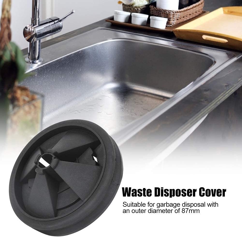 **OUKENS 2-Pack Black Silicone Garbage Disposal Splash Guard – Anti-Splash Cover & Quiet Collar Drain Plug for InSinkErator (87mm Outer Diameter) – Perfect for Kitchen Sink Waste Disposer**
