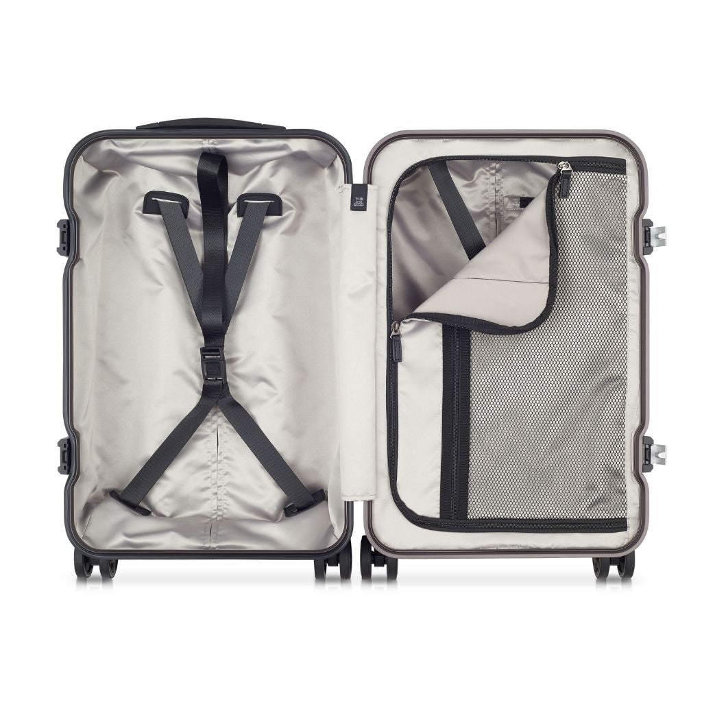 Peugeot Voyages 55cm Zipperless Carry On Luggage - Silver | Lightweight Spinner Suitcase for Air Travel, Business Trips & Weekend Getaways