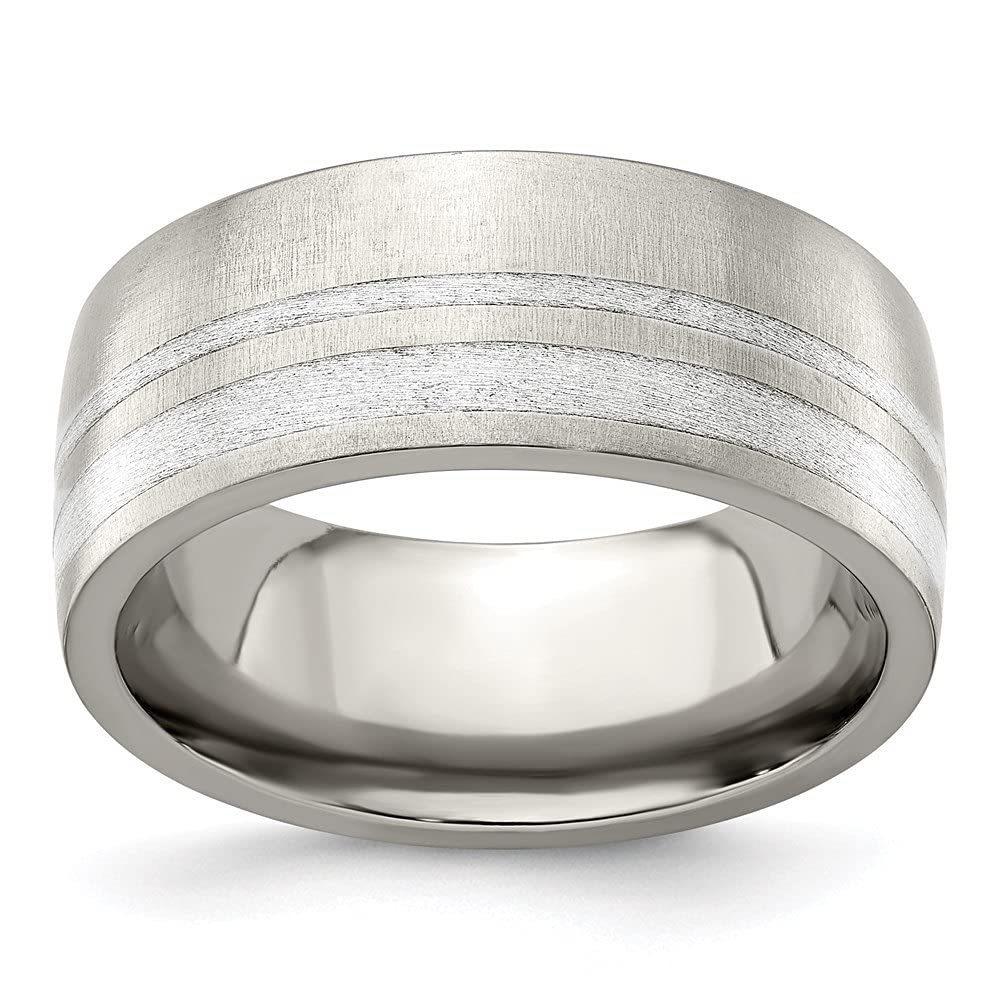 Titanium & Sterling Silver Brushed 9mm Wedding Band Ring for Men & Women - Durable & Hypoallergenic Jewelry for Everyday Wear, Anniversary Gifts, and Special Occasions