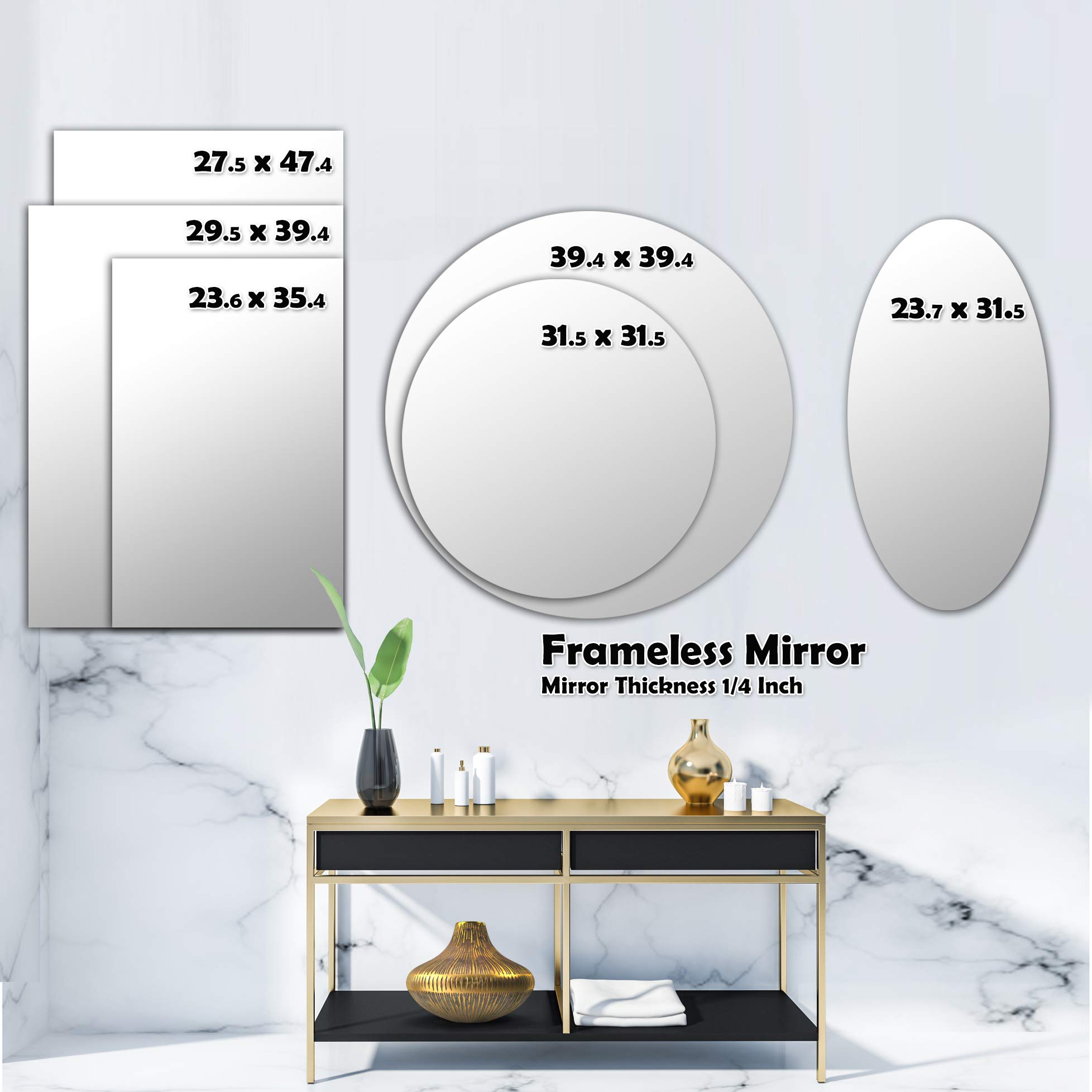 Designart 'Rock Teal Panel I' Modern Framed Wall Mirror - Large 24x32 Inch Oval or Round Decorative Mirror in Blue - Perfect for Living Room, Bedroom & Entryway Décor