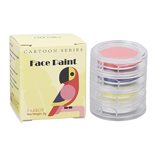 4 Colors Face & Body Paint Kit - Non-Toxic, Washable Face Painting Supplies for Kids & Adults (Parrot Design) - Perfect for Halloween, Cosplay, Parties & Art Projects