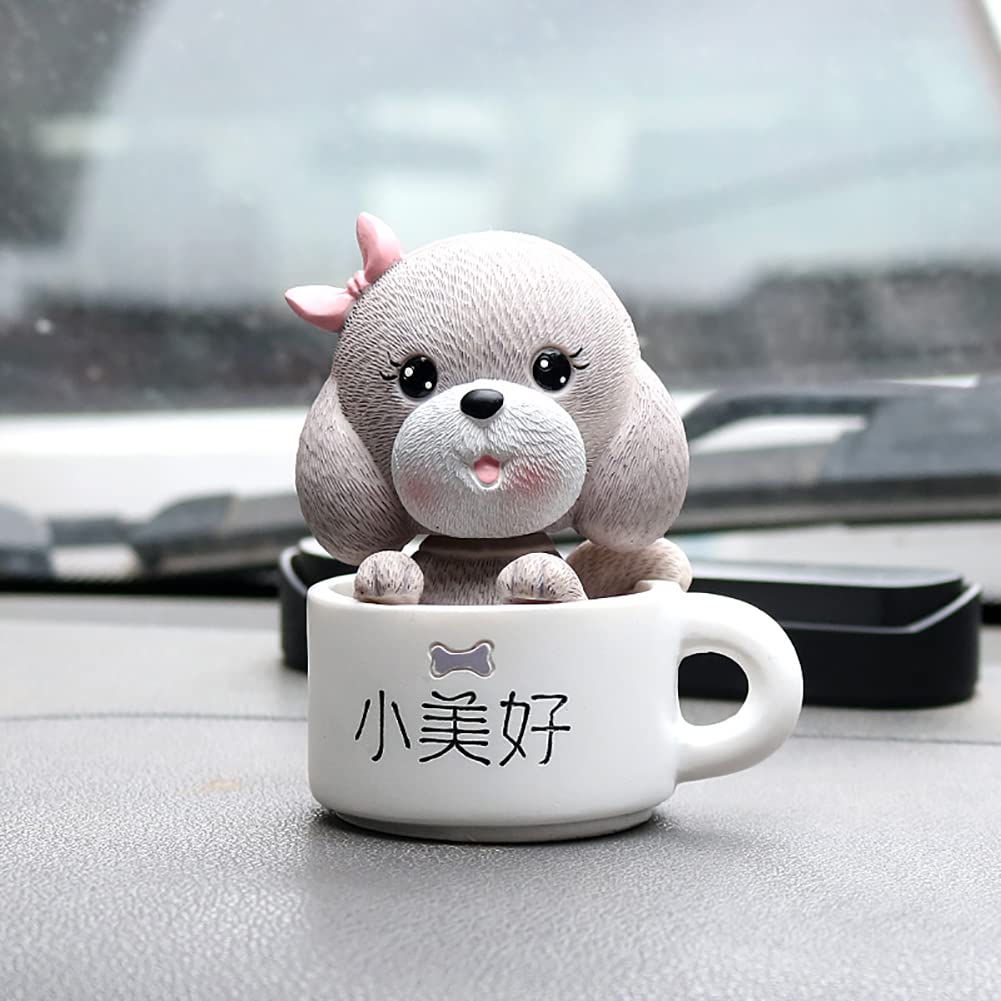 SEADEAR Cute Dog Car Dashboard Ornament - Brown Shaking Head Dog Figurine for Car Decoration | Funny Dashboard Accessory for Pet Lovers & Car Enthusiasts | Perfect Gift for Christmas, Birthday & Road Trips