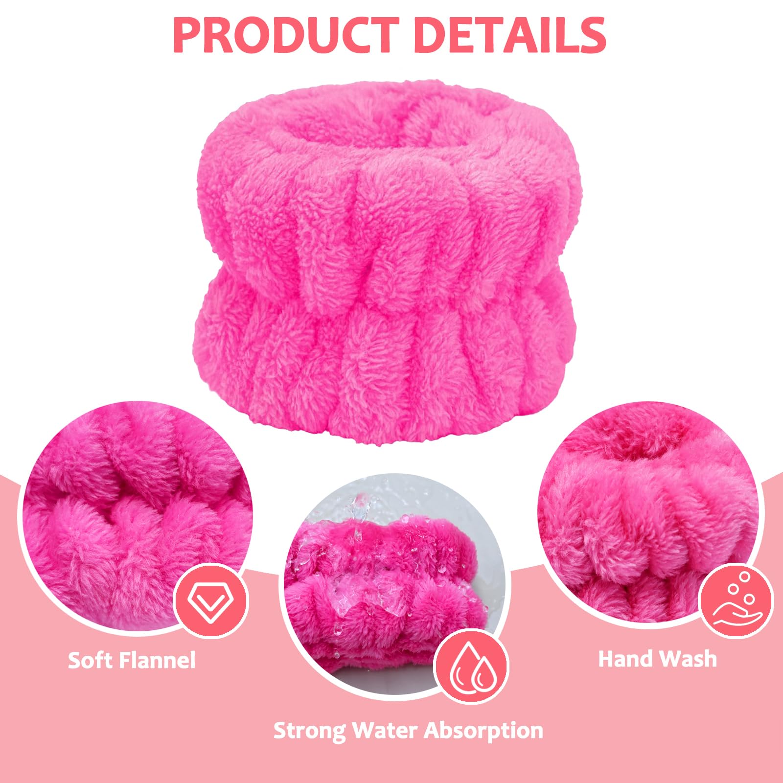 **Absorbent Microfiber Face Washing Wristbands – Waterproof Wrist Wash Band Towel for Skincare & Makeup, Prevents Liquid Spills (Black, Rose Red) – Ideal for Facials, Washing Face & Beauty Routines**