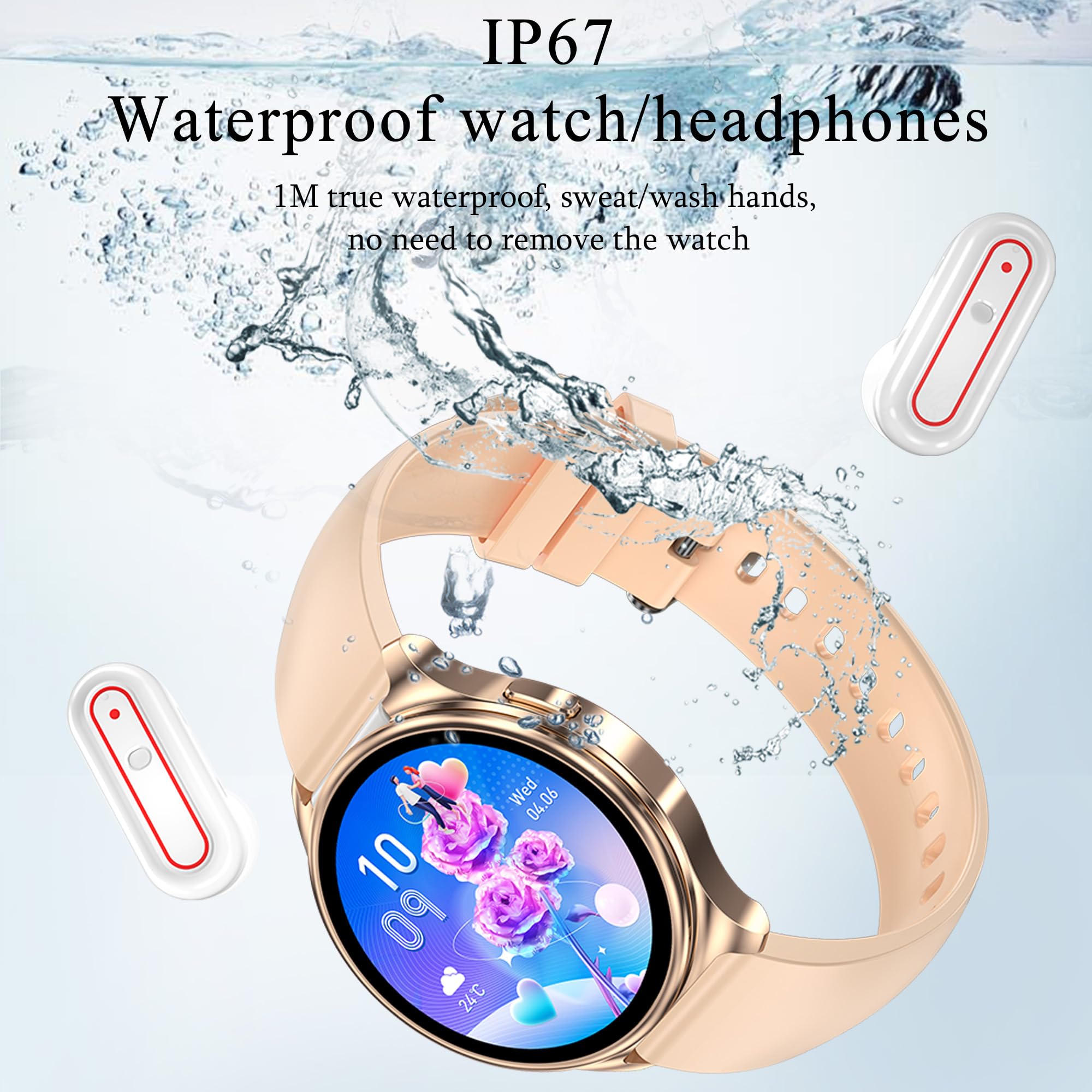 2 in 1 Smart Watch with Wireless Earbuds for Women - 1.27