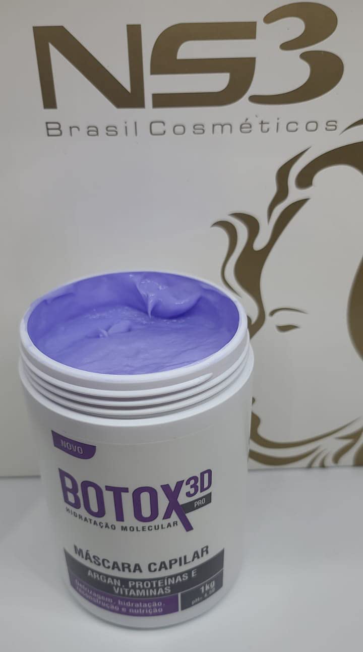 NS3 Brasil Cosmetics Botox 3D Pro Hair Mask Treatment 35.3oz - Deep Conditioning for Frizz Control, Volume Reduction & Extreme Shine | Purple Hair Botox Mask for Smooth, Wavy Hair | Perfect for Damaged, Dry or Chemically Treated Hair at Home Salon Treatments