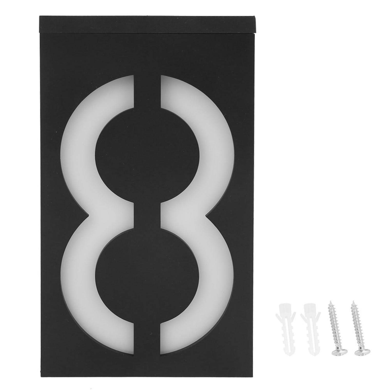 FTVOGUE Solar Powered LED Address Numbers Plaques - Outdoor House Number Sign Light for Home, Hotel, Store Door (Number 8) | Weatherproof & Energy Efficient Address Plaque for Nighttime Visibility