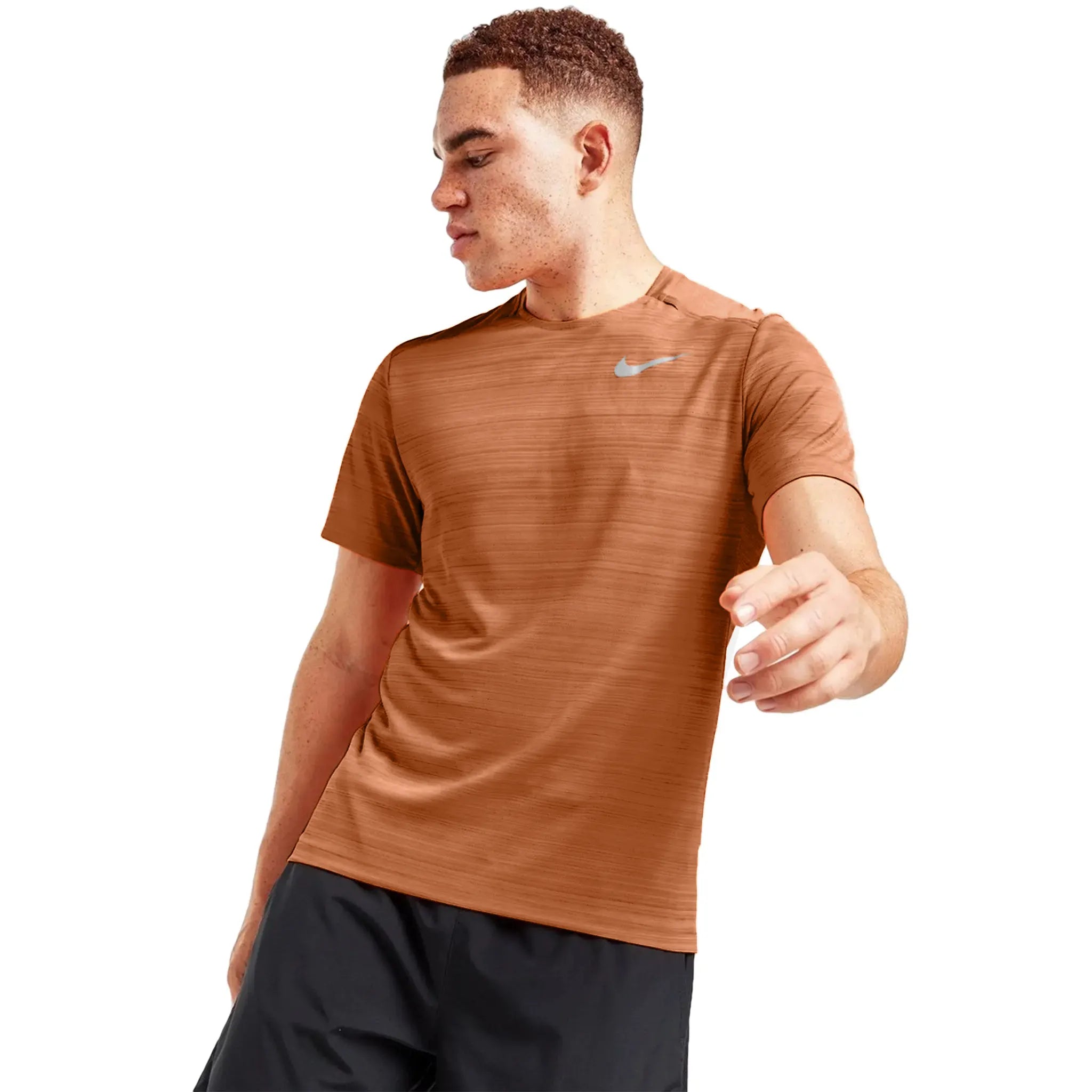 Nike Dri-FIT 1.0 Dark Russet Miler Running T-Shirt for Men - Moisture-Wicking Athletic Shirt for Running, Gym & Workouts - Lightweight Performance Tee for Jogging & Training