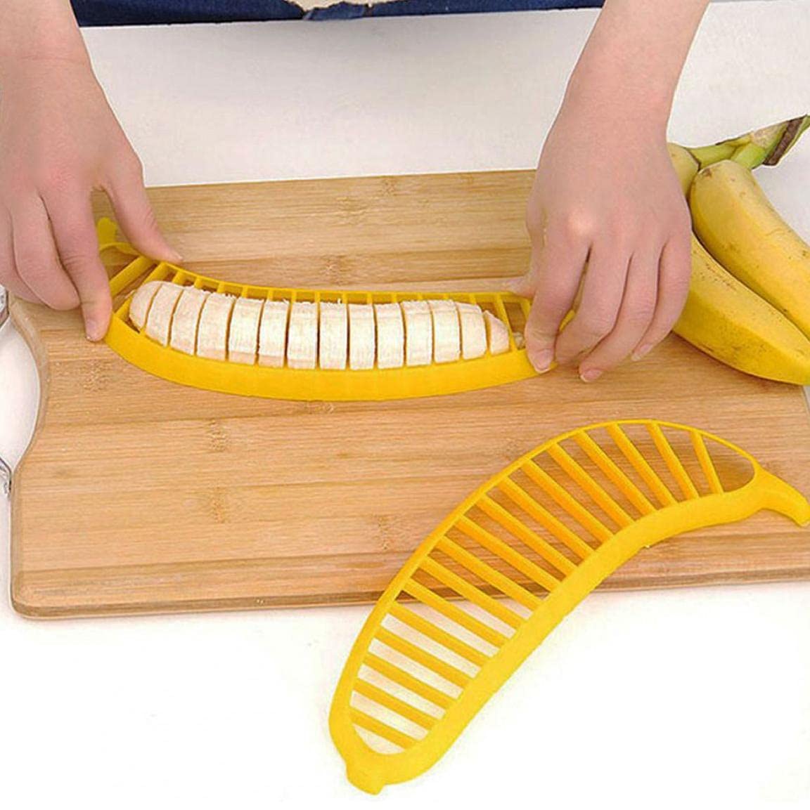Premium Plastic Banana Slicer - Fruit Spiral Cutter & Peeler - Kitchen Tool for Smoothies, Fruit Salads & Desserts - Perfect for Healthy Snacks & Kids Lunch Boxes