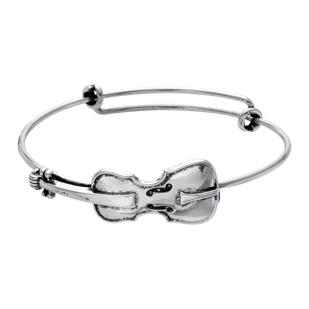 Stylish Preppy Bracelets for Music Lovers - Elegant Violin Stretch Bangle Bracelet Jewelry Gift for Women & Girls - Perfect for Concerts, Parties & Everyday Wear