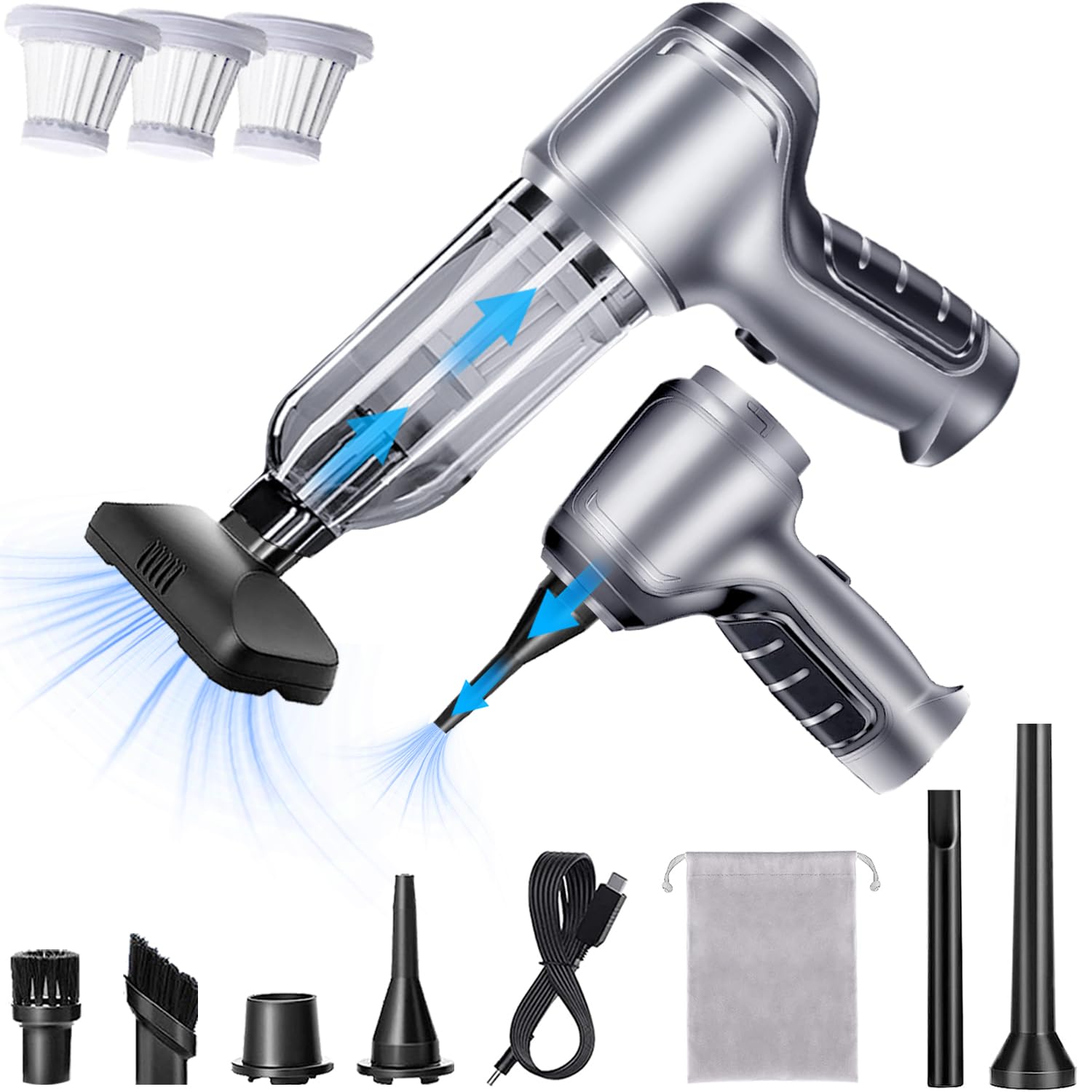 15000PA High Power Wireless Handheld Car Vacuum Cleaner - 3-in-1 Multifunctional Cordless Vacuum with Brushless Motor, Rechargeable Portable Mini Vacuum for Car Detailing & Home Cleaning | Perfect for Cars, Sofas, Pet Hair & Hard-to-Reach Corners