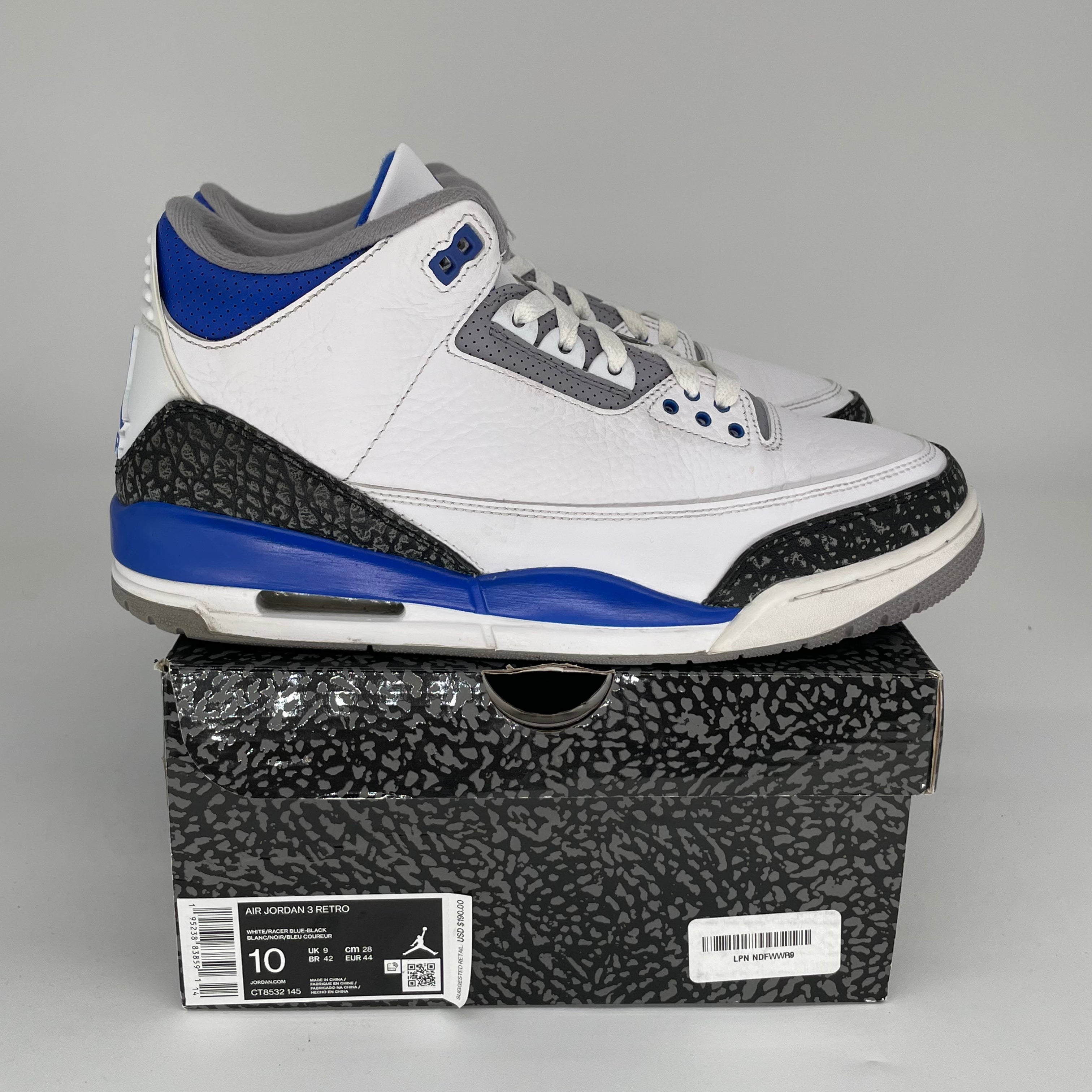 AIR JORDAN 3 RACER BLUE Men's Basketball Shoes Size 10 - Retro Style Sneakers for Running & Streetwear Fashion (CT8532-145) | Perfect for Casual Wear, Gym & Sports Activities