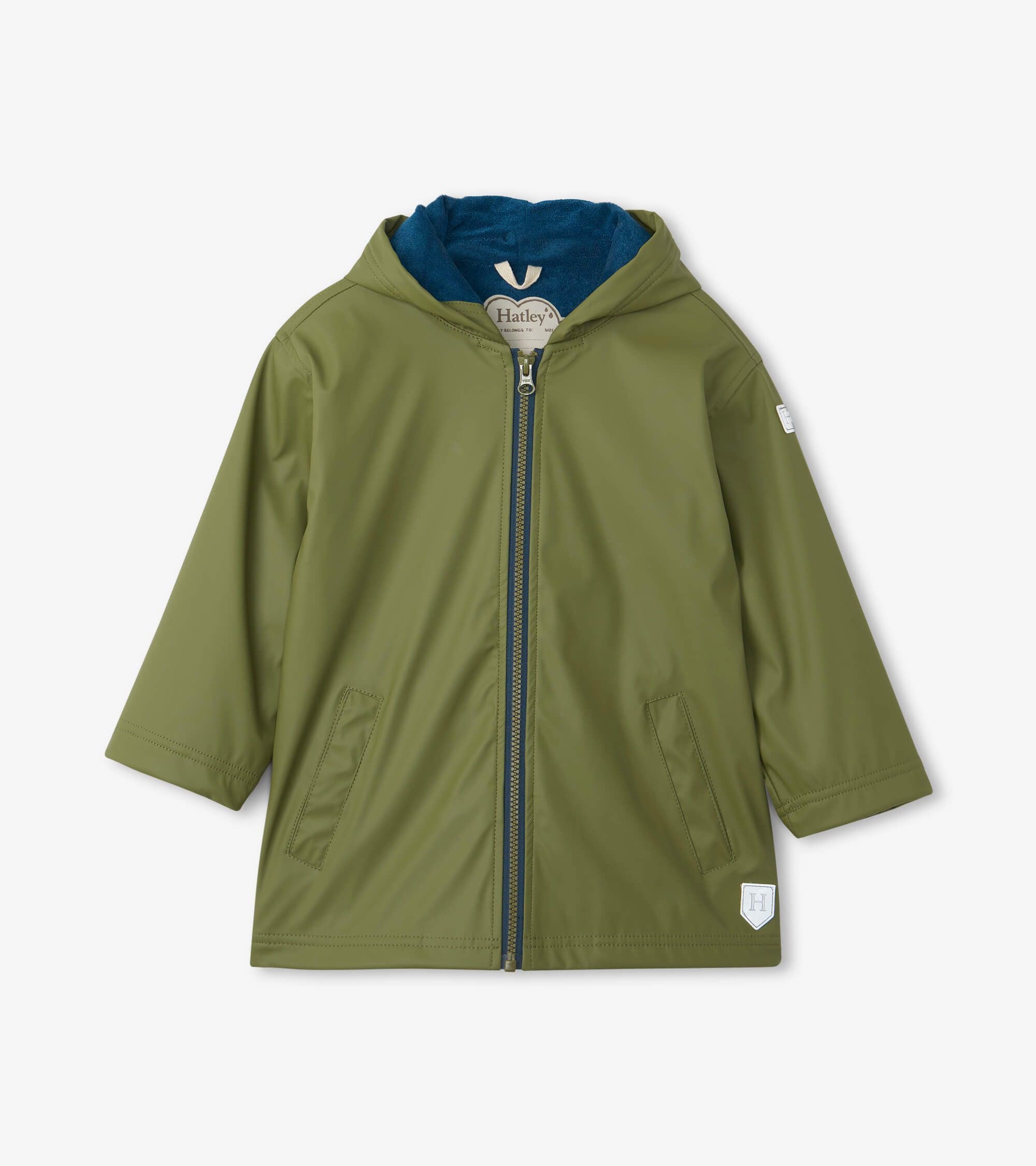 Hatley W23 Forest Green Waterproof Zip Up Splash Jacket for Kids | Outdoor Raincoat for Hiking, School & Playtime