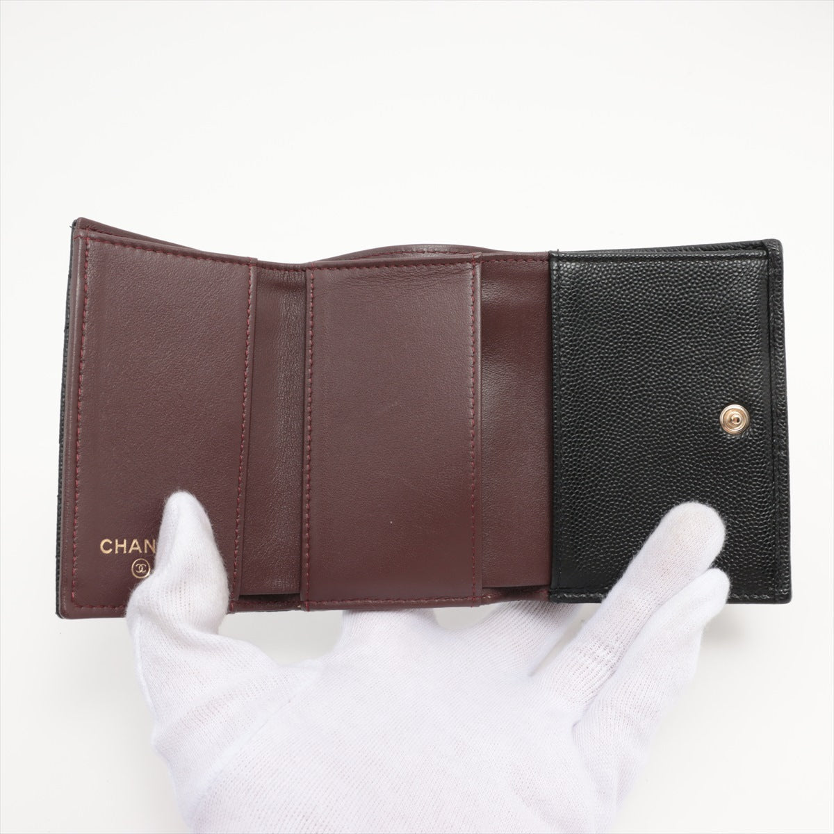 Chanel Caviar Black Fold Wallet for Women | Luxury Leather Wallet with Card Slots & Coin Pocket | Perfect for Everyday Use & Gift Giving