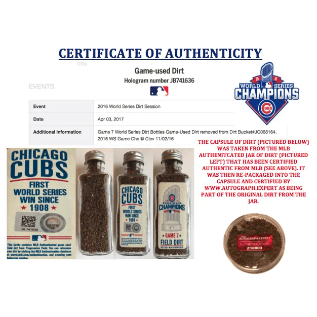 Authentic Chicago Cubs 2016 World Series Game 7 Used Dirt & Ticket Framed Memorabilia - Championship Collectible for Baseball Fans & Sports Decor