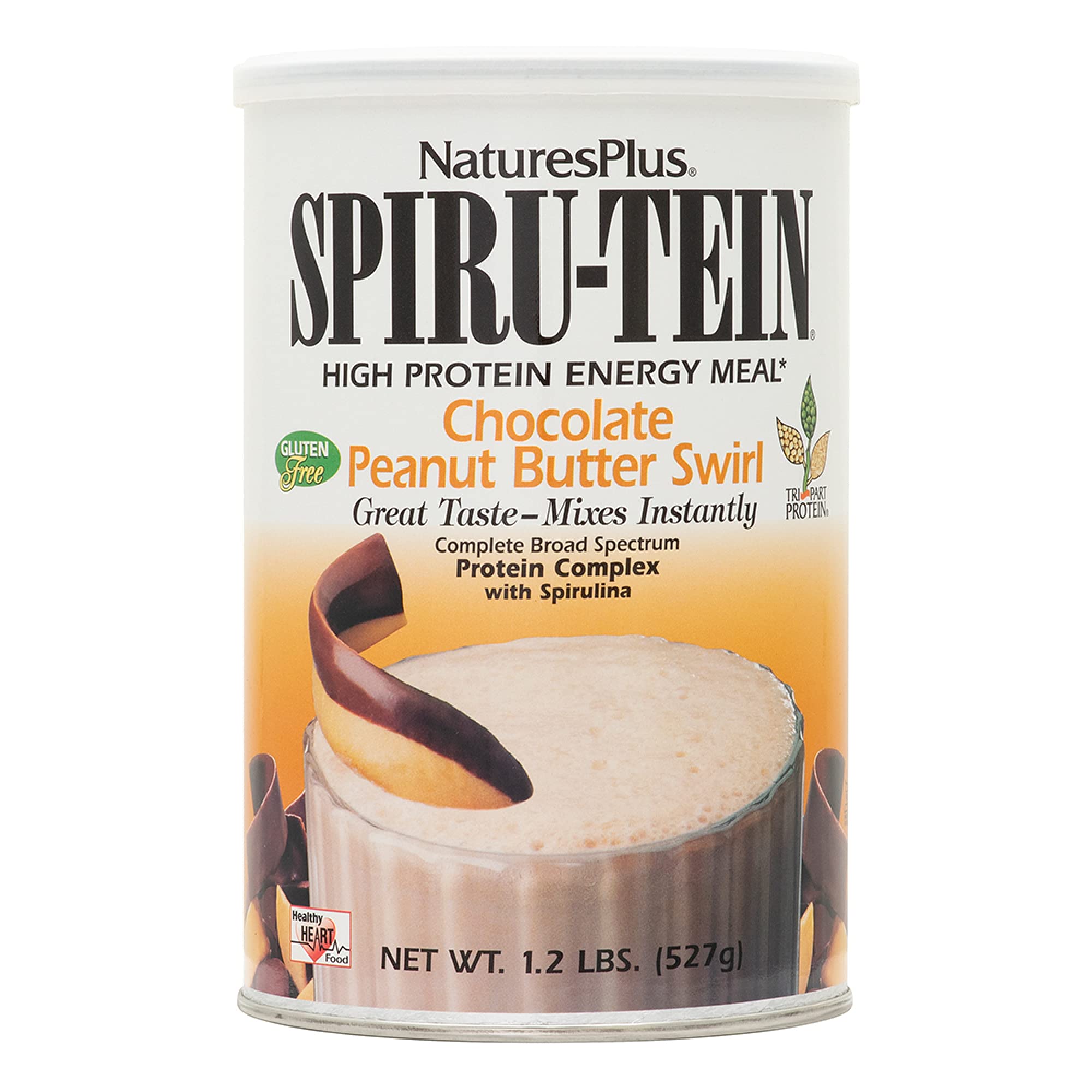 NaturesPlus SPIRU-TEIN Chocolate Peanut Butter Protein Powder - 1.2 lbs (17 Servings) | Spirulina & Plant-Based Protein | Perfect for Smoothies, Shakes & Post-Workout Recovery
