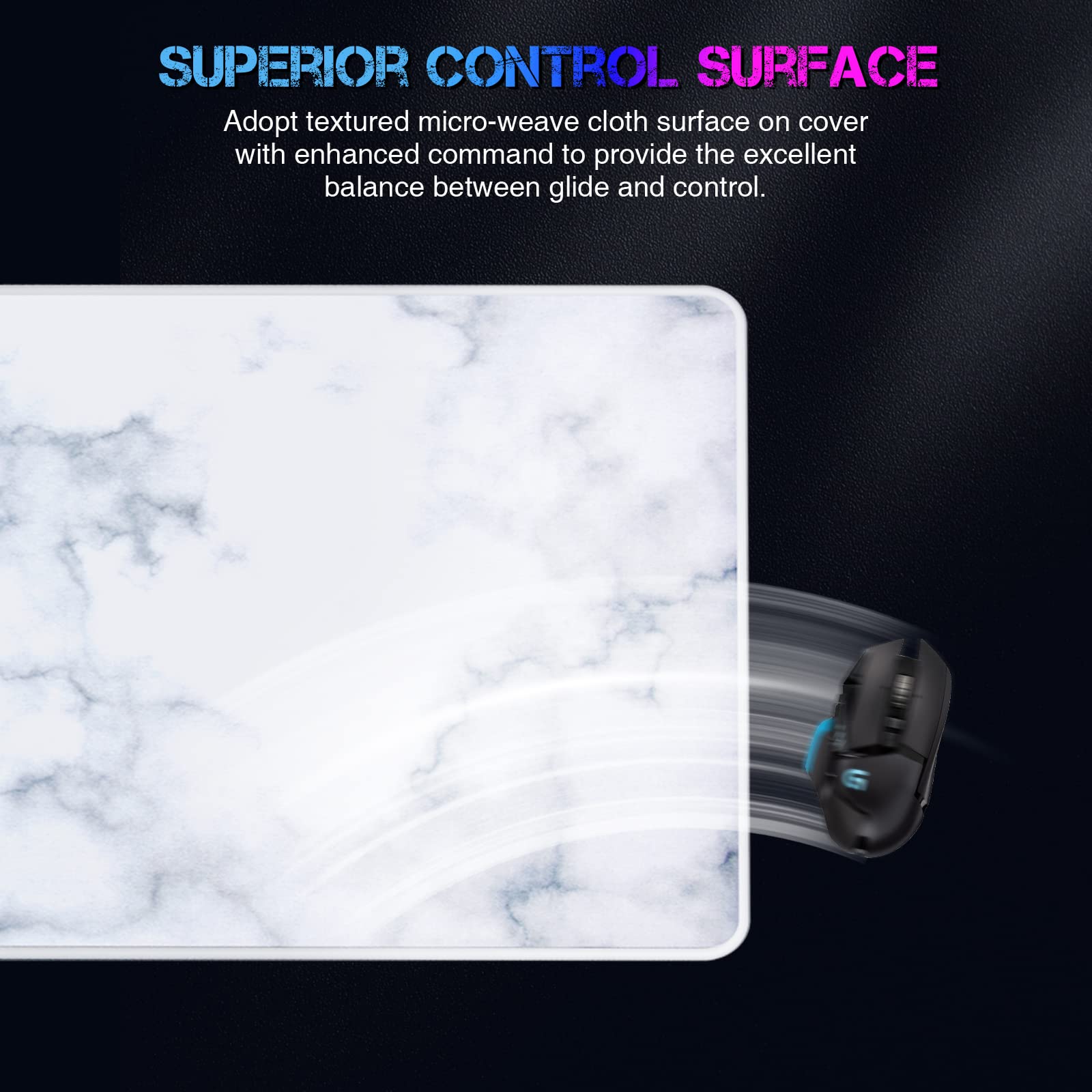 ETZ Large Gaming Mouse Pad 31.5 x 11.8 Inches, Non-Slip Rubber Base, Stitched Edges, Waterproof Desk Mat - Extended Keyboard Mouse Pad for PC, Laptop, Gaming, Office & Home Workspace