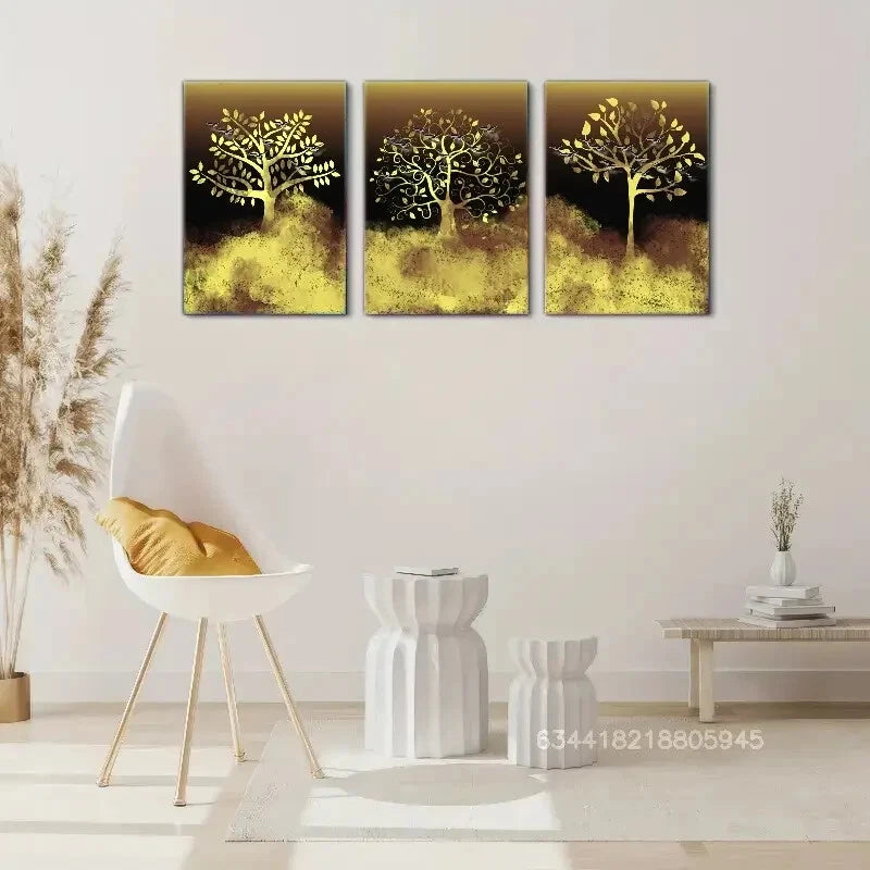 3-Piece Metal Wall Art Prints - Lucky Fortune Tree & Fairy Tree Decor - Ready to Hang for Living Room, Bedroom, or Office Decor