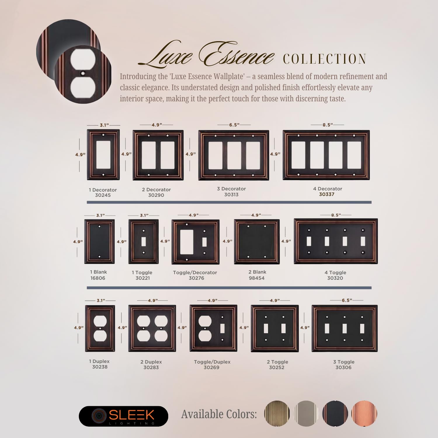 Oil Rubbed Bronze Outlet Covers and Switch Plates - Decorative Wall Plate Light Switch Cover Beveled Edge - 4 Gang Decorator (2 Pack) - Perfect for Living Room, Bedroom, Office & Home Decor Upgrade