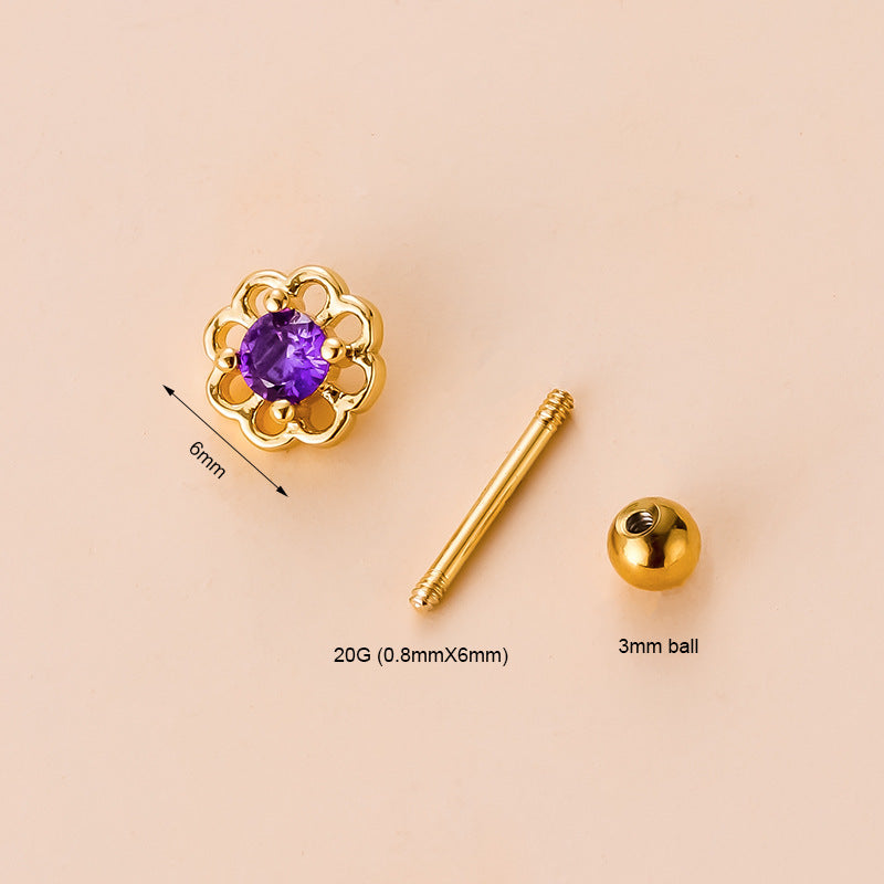 20G Cartilage Tiny Stud Earrings - Sunflower Opal Stud Earrings for Women | Dainty Gold Earrings for Daily Wear, Gift for Her, Perfect for Work & Special Occasions