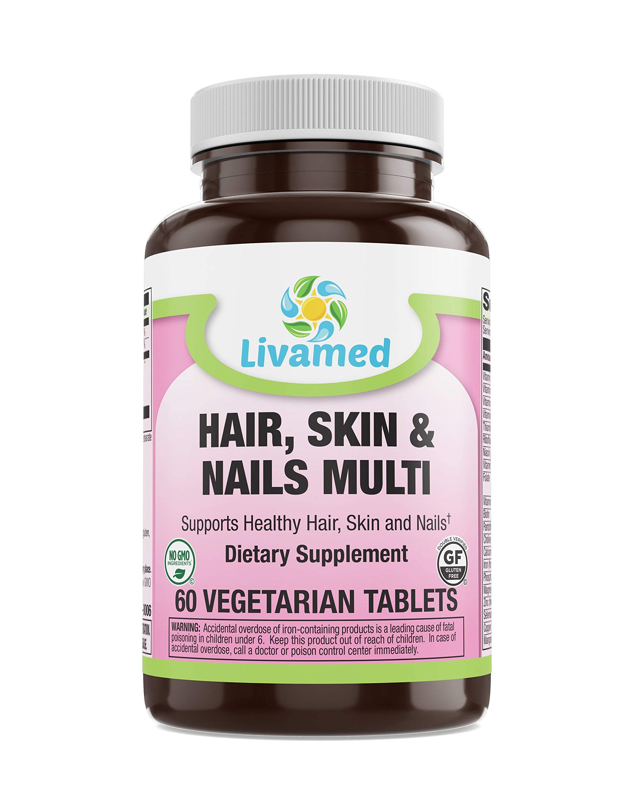Organic Hair, Skin & Nails Vitamins for Women & Men - Biotin, MSM & B Complex Supplement for Healthy Hair Growth, Strong Nails & Glowing Skin - 60 Tablets - Perfect for Daily Beauty Routine & Wellness Support