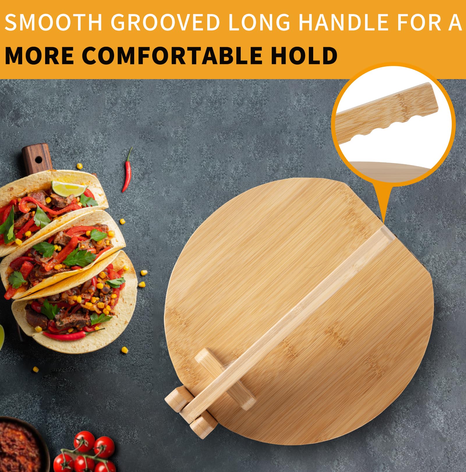 10 Inch Wooden Tortilla Press with Rolling Pin & 50 Pcs Parchment Paper - Authentic Mexican Tortilla Maker for Homemade Tortillas, Roti, Dough - Perfect for Taco Night, Meal Prep & Latin Cooking