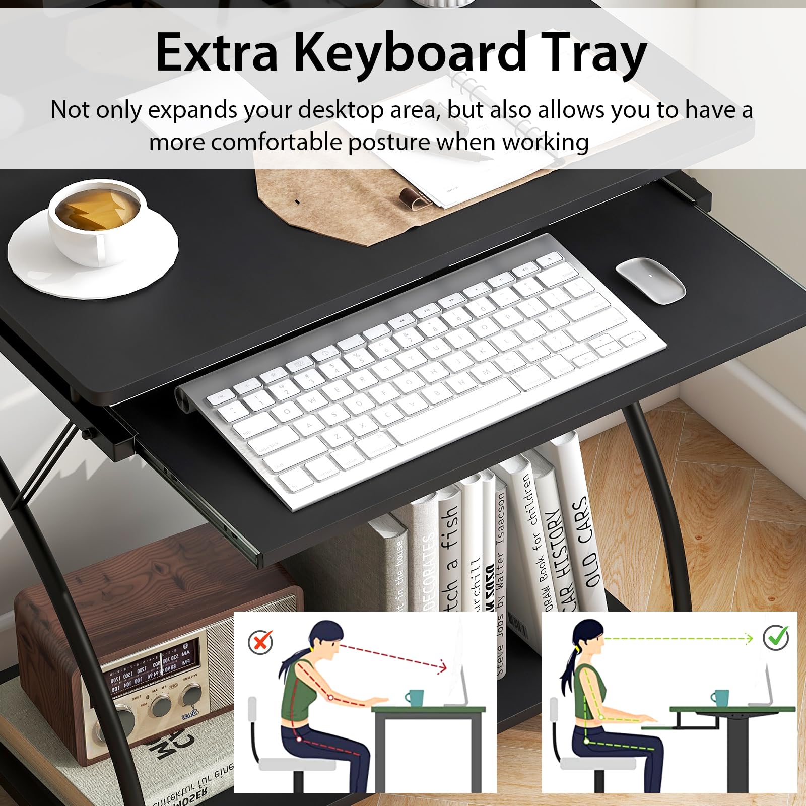 Tangkula Compact Computer Desk with Keyboard Tray & CPU Stand - Home Office Workstation, Study Writing Desk for Small Spaces, Portable PC Laptop Table for Bedroom - Perfect for Remote Work, Gaming & Small Apartment Living