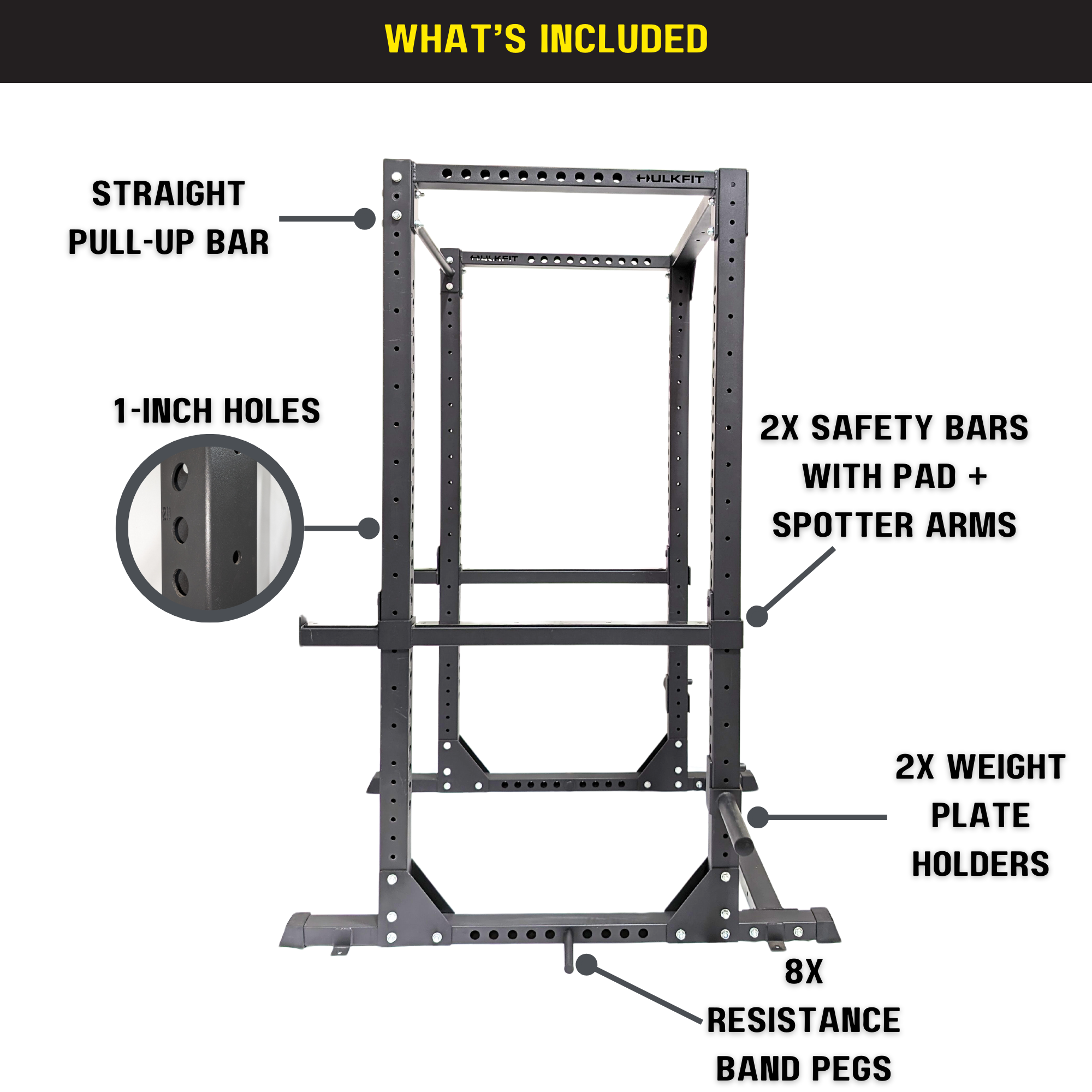 Hulkfit Elite Series Power Cage with Accessories - Heavy Duty Home Gym Equipment for Strength Training & Weightlifting | Perfect for Garage, Basement & Home Workouts