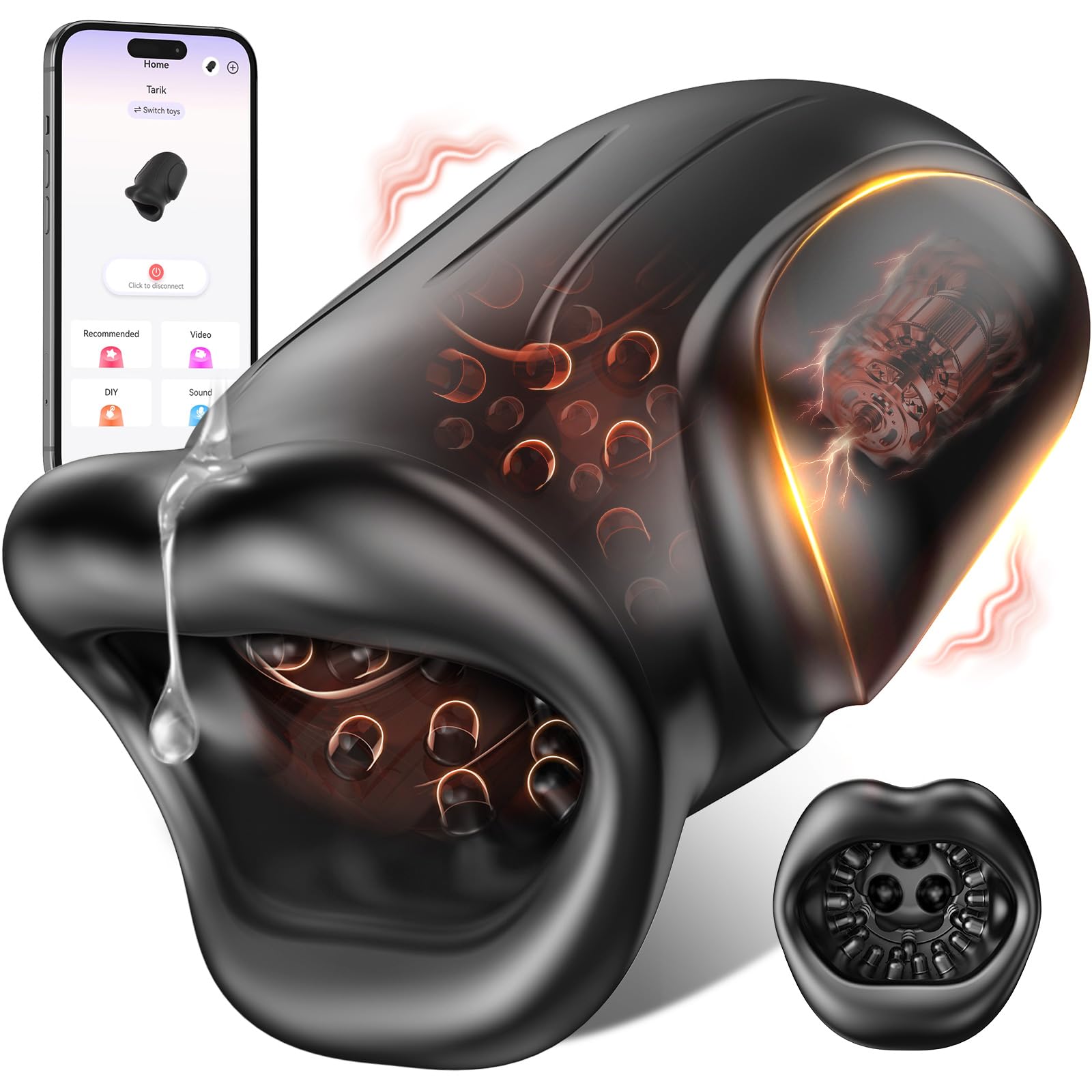 Premium Male Masturbator with 10 Vibration Modes & APP Control - Realistic Blowjob Experience for Men | Adult Sex Toy for Solo Play, Endurance Training & Couples Fun | Waterproof & Discreet Design