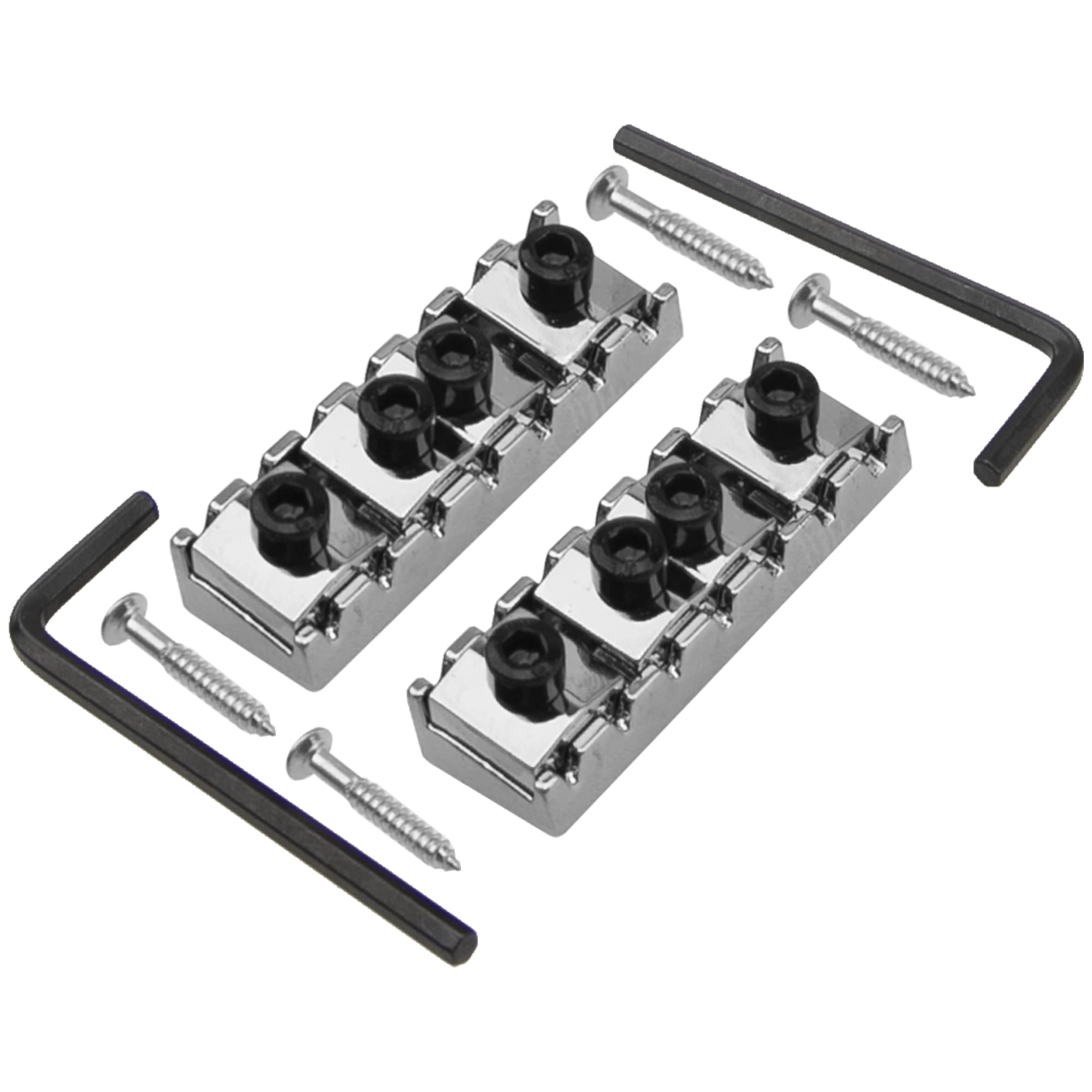 2Pcs Yootones 7 String Electric Guitar Locking Nut - 48mm Floyd Rose Tremolo Bridge Compatible Replacement Part (Silver) | Perfect for Guitar Maintenance & Upgrades