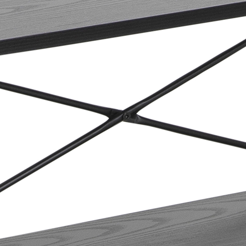 KREMAN 94cm Black Metal Shelving Unit - Sturdy Storage Shelf for Home, Office, Garage & Closet Organization