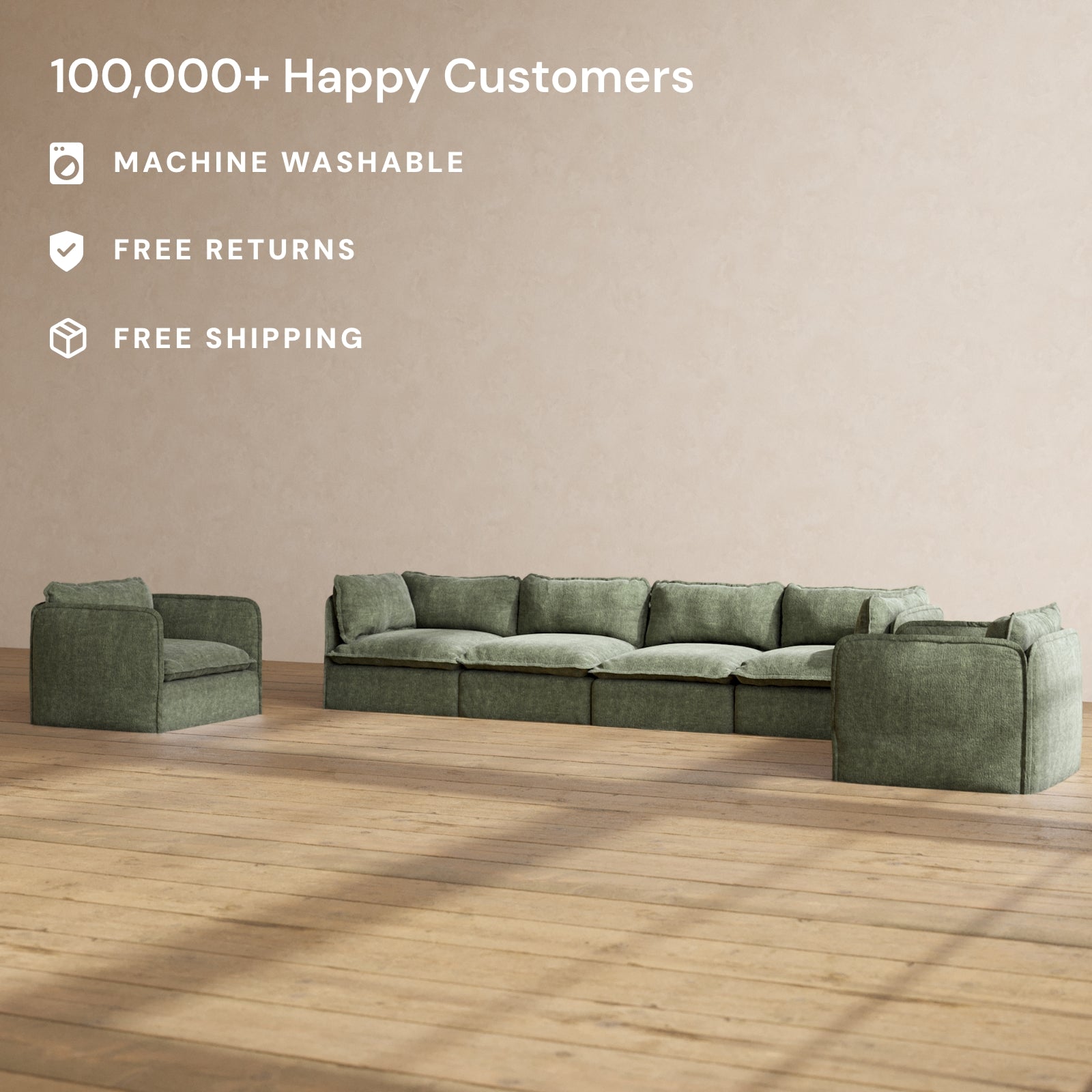 Premium Modular Performance 4-Seater Sofa & Armchair Set in Willow Fabric - Luxury Blend for Living Room, Lounge & Home Theater Comfort