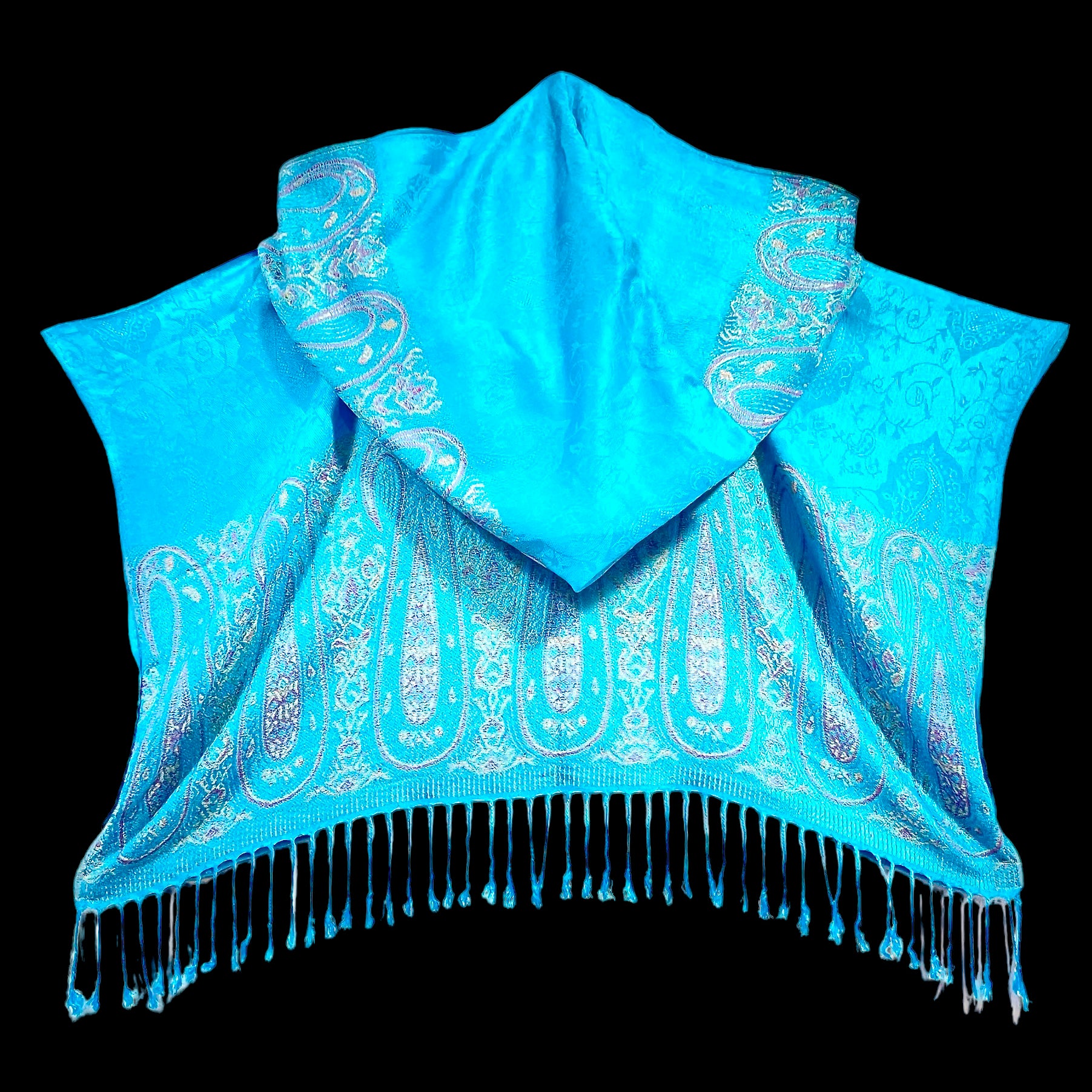 Ocean Blue Pashmina Hooded Crop Top - Soft & Stylish Women's Fashion for Casual Wear & Layering