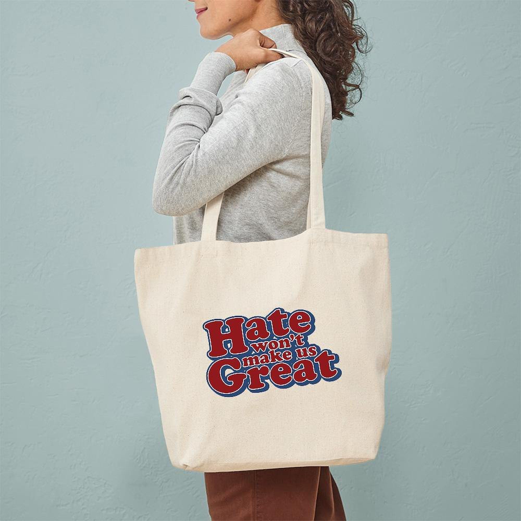 Hate Won't Make Us Great Tote Bag - Natural Canvas Reusable Shopping Bag for Groceries, Beach & Protest Rallies