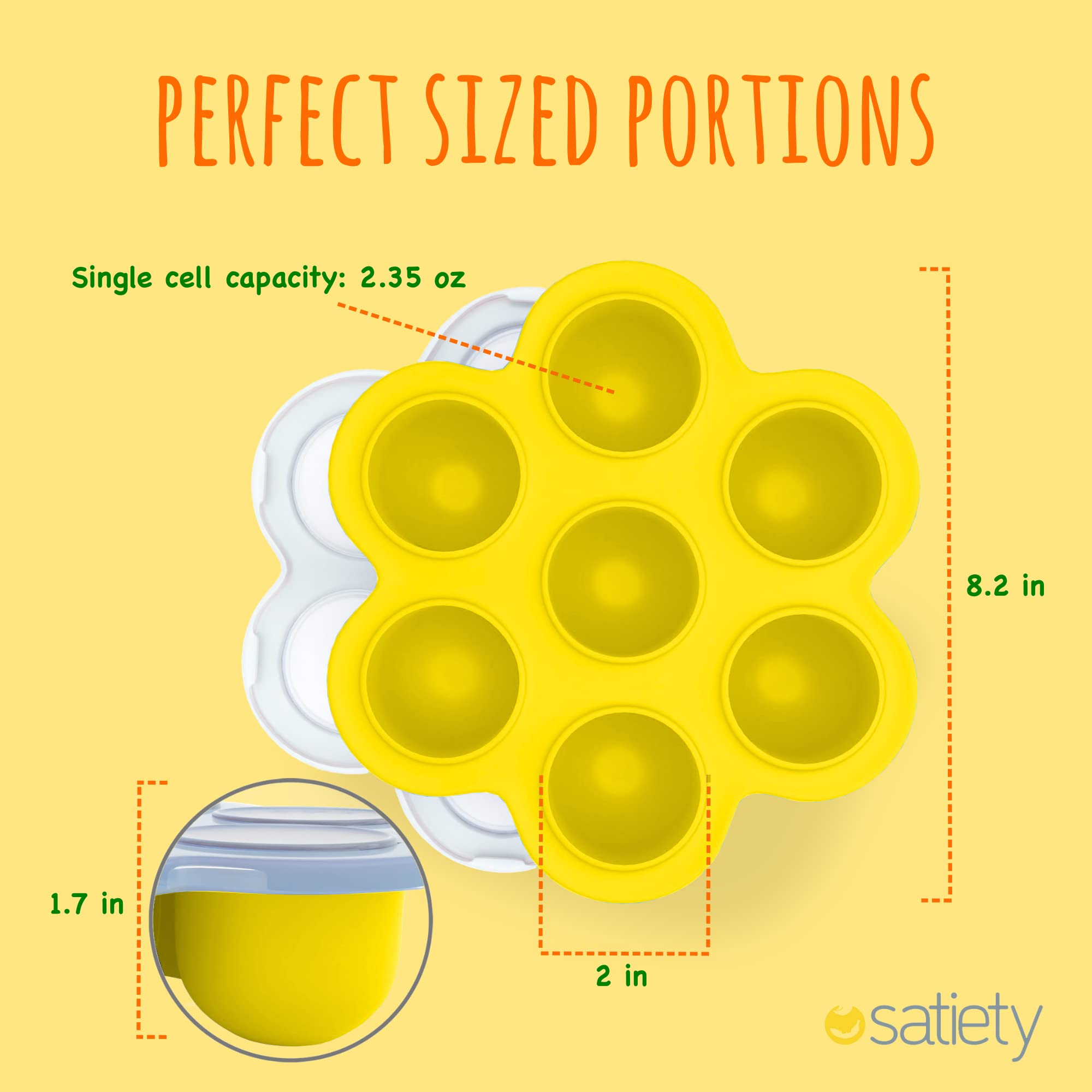 Satiety Silicone Baby Food Freezer Tray - BPA-Free Storage Container for Homemade Purees, Breast Milk & Vegetables | Microwave & Dishwasher Safe | Perfect for Meal Prep, Travel & Daycare Use