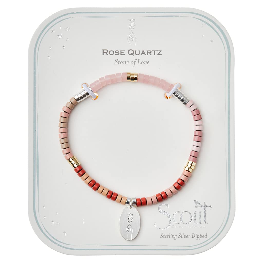 Scout Curated Wears - Intention Charm Bracelet - Rose Quartz & Silver - Spiritual Healing Jewelry for Meditation, Yoga & Positive Energy