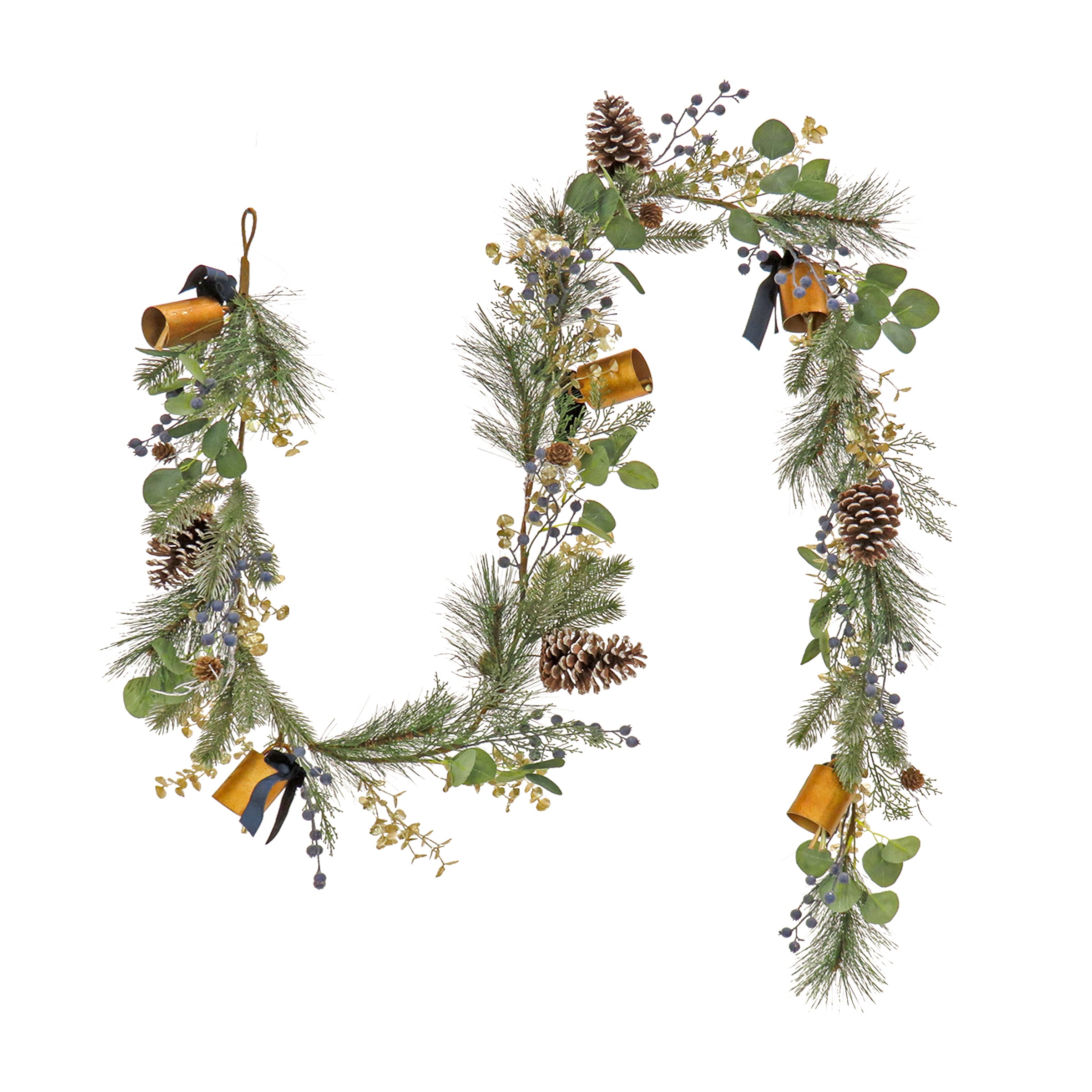 9 ft. HGTV Home Collection Swiss Chic Garland - Elegant Christmas Decor for Fireplace Mantel, Staircase & Holiday Home Decoration