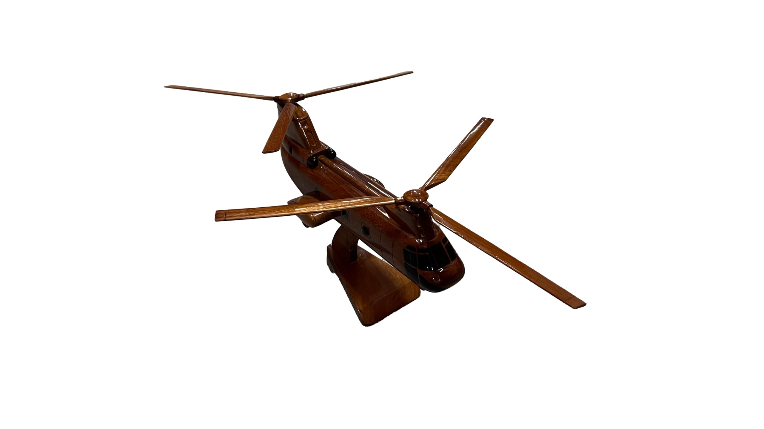 CH46 Sea Knight Mahogany Wood Desktop Helicopter Model - Collectible Military Aircraft Display for Office Desk, Home Decor, and Aviation Enthusiast Gifts