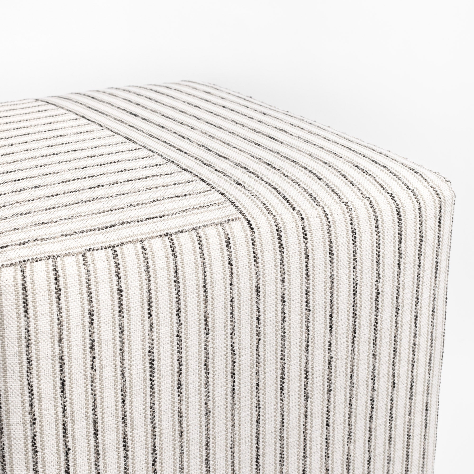 Rodin Stripe 16x16 Cube Ottoman - Natural Cotton Fabric Square Footrest Pouf for Living Room, Bedroom, and Nursery - Perfect for Extra Seating and Stylish Home Decor