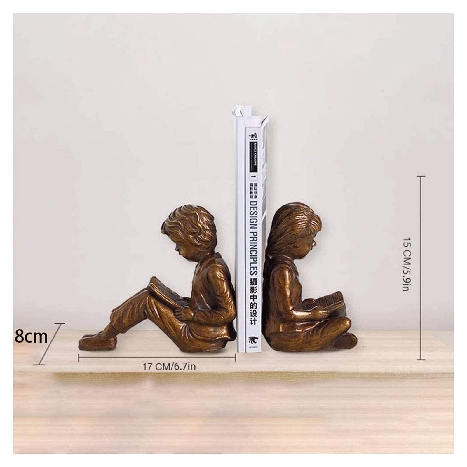 Decorative Bookends for Bookshelves - Resin Bookend Set with Fun Characters - Perfect for Home Office, Kids Room, and Library Organization