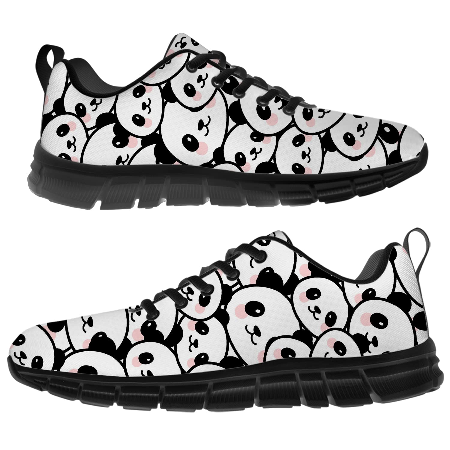 3D Printed Cute Panda Face Sneakers - Breathable Mesh Tennis Shoes for Women & Girls (Men Size 8, Women Size 9.5) | Perfect Gift for Kids & Adults | Gym, Running, Casual Wear