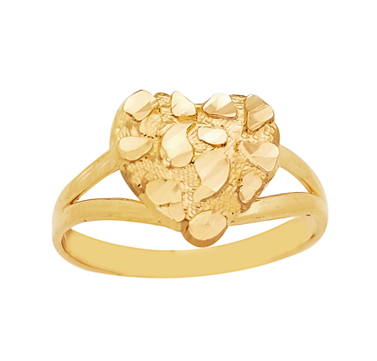 10K Solid Gold Nugget Heart Ring for Women - Elegant & Durable Gold Jewelry - Perfect for Valentine's Day, Anniversary & Romantic Gifts