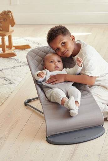 Baby Bjorn Bouncer Bliss - Premium Quilted Cotton Baby Bouncer in Anthracite Gray | Ergonomic Infant Seat for Newborns to Toddlers | Perfect for Nursery, Living Room & Travel Use