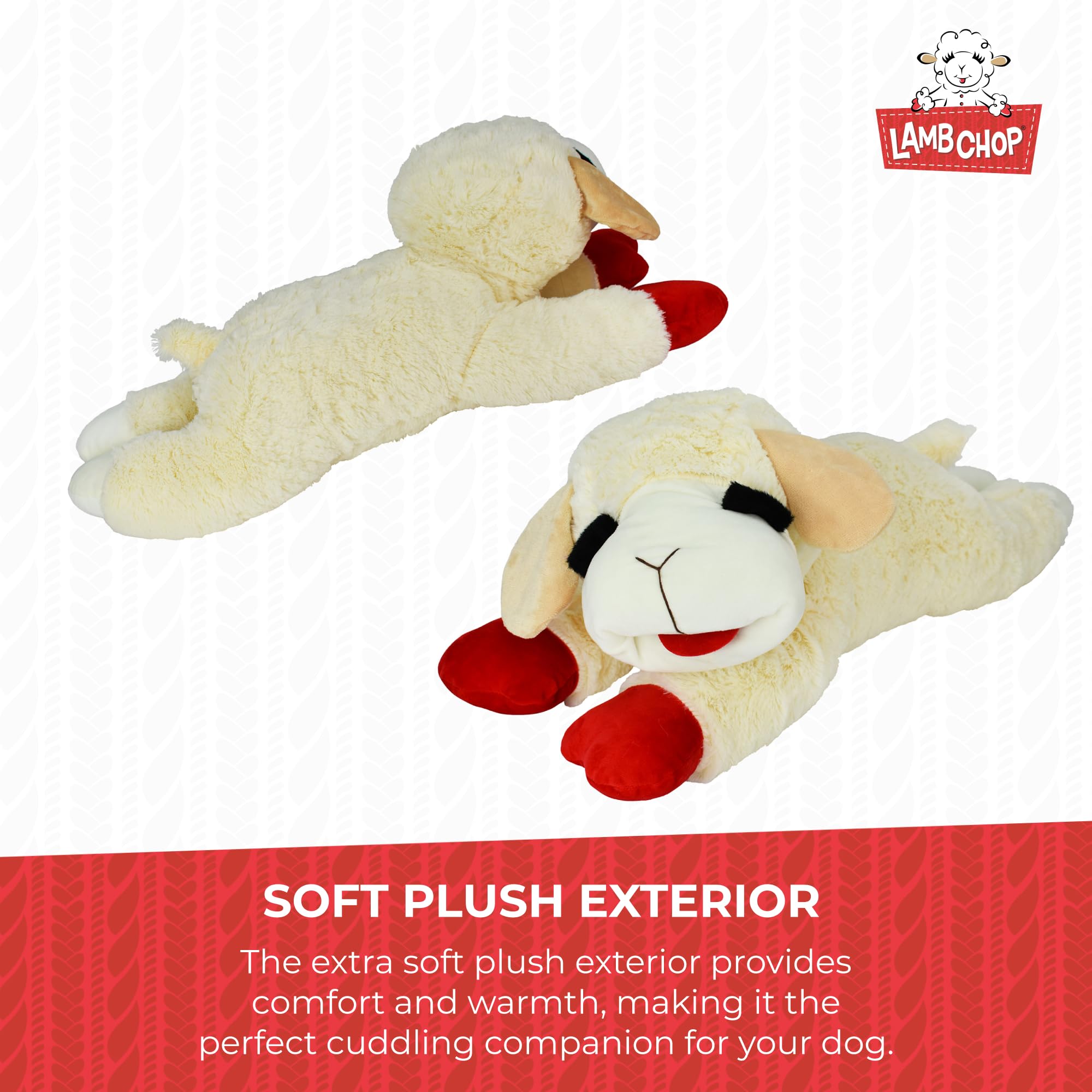 Multipet Lamb Chop Squeaky Dog Toy - Extra Soft Plush Stuffed Animal for Large Dogs - 24