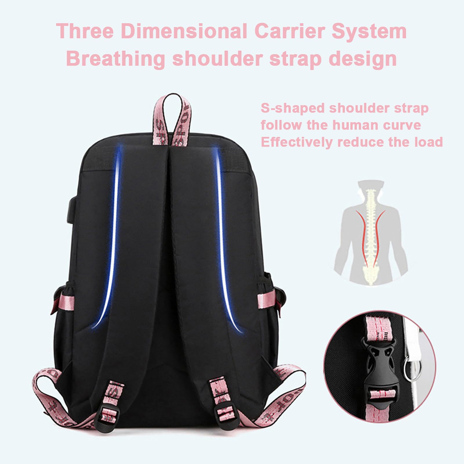 Anime Laptop Backpack for Women & Girls - Stylish 15.6 Inch College Bookbag with USB Charging Port, Durable Carry-On Daypack for School, Work & Travel