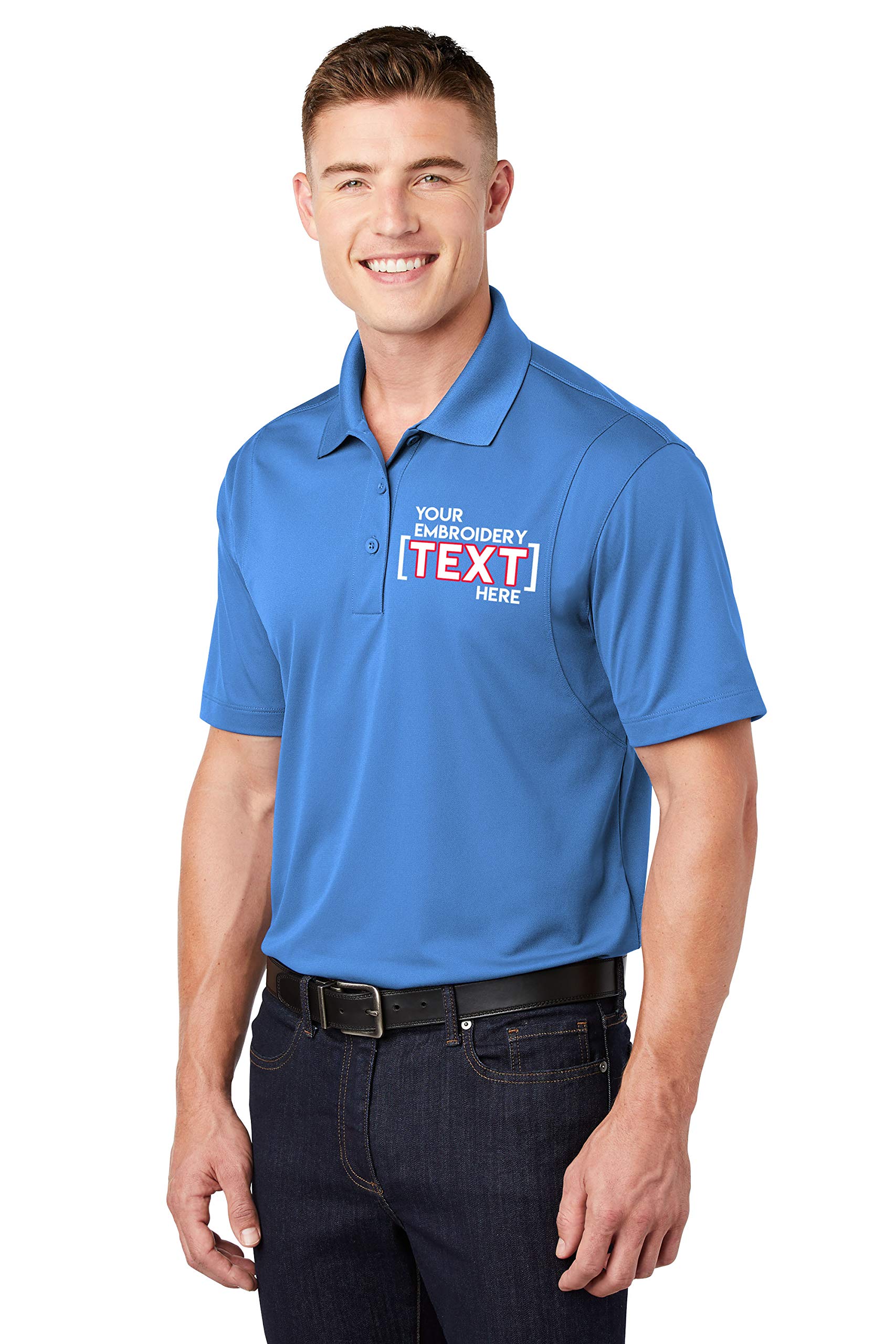 Custom Embroidered Moisture-Wicking Performance Polo Shirts for Men & Women - Breathable Quick-Dry Golf & Work Shirts with Collar Embroidery